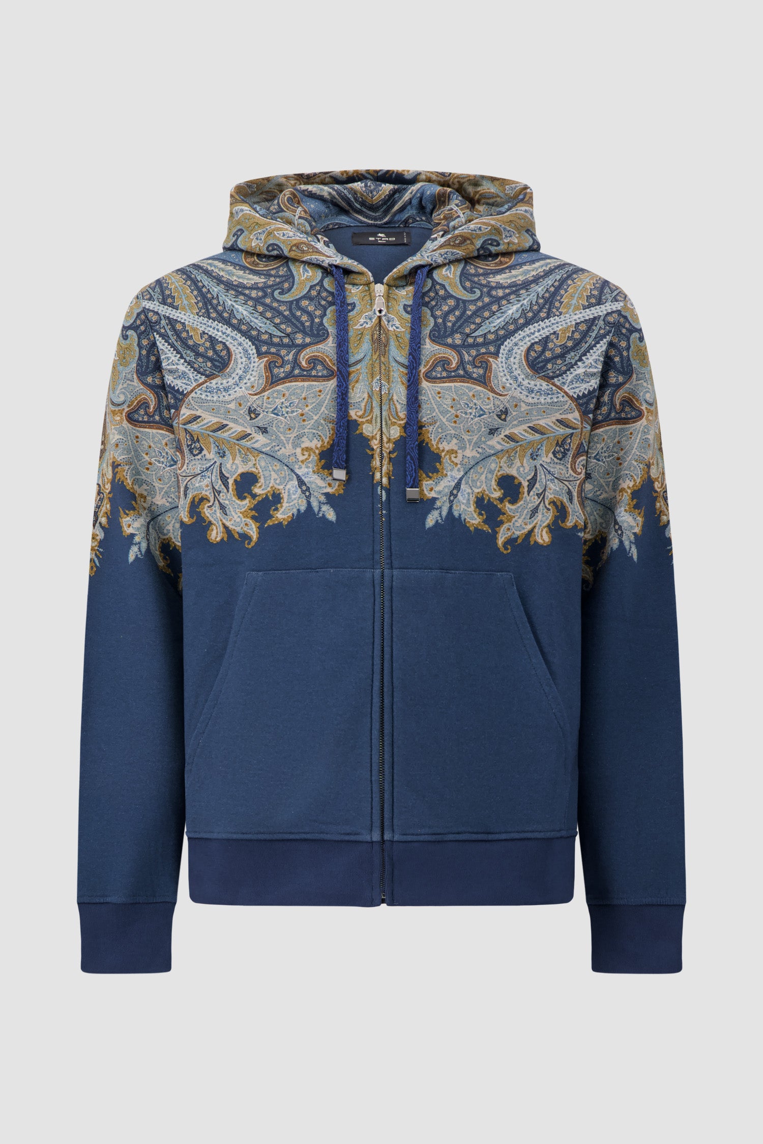 Etro Milano Teal Paisley Zip-Up Hoodie