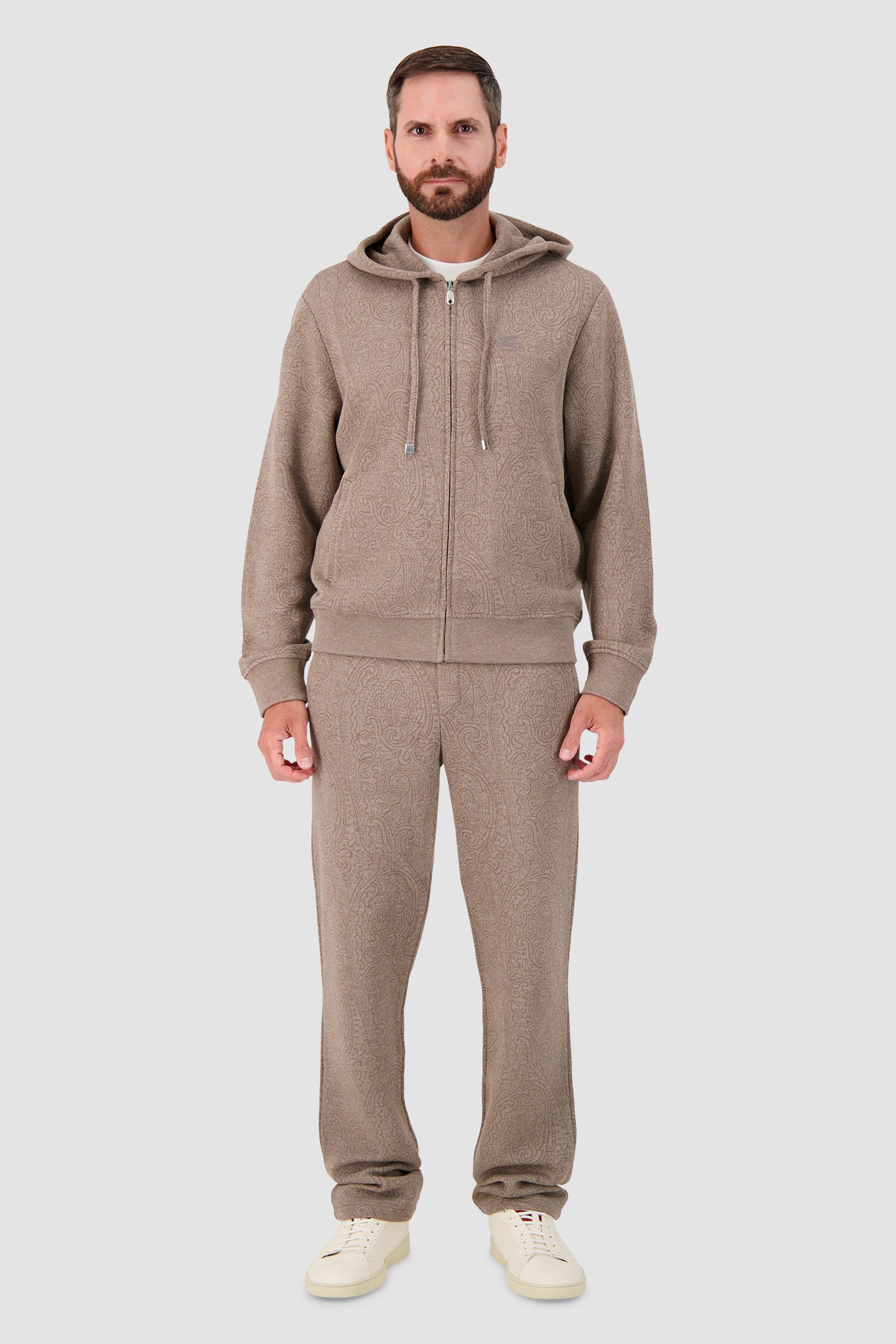 Etro Milano Beige Paisley Knit Hoodie