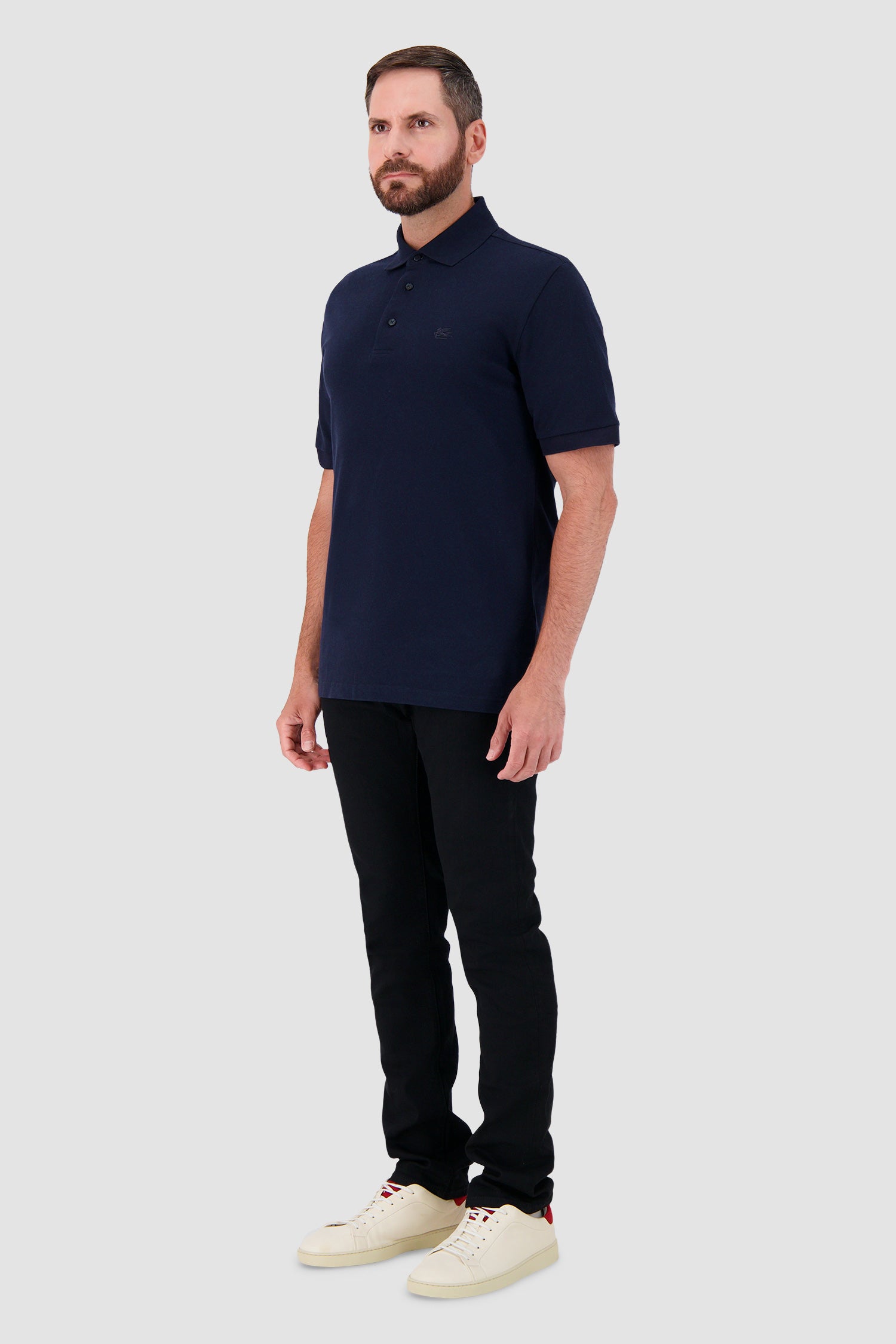 Etro Classic Navy Short Sleeve Polo