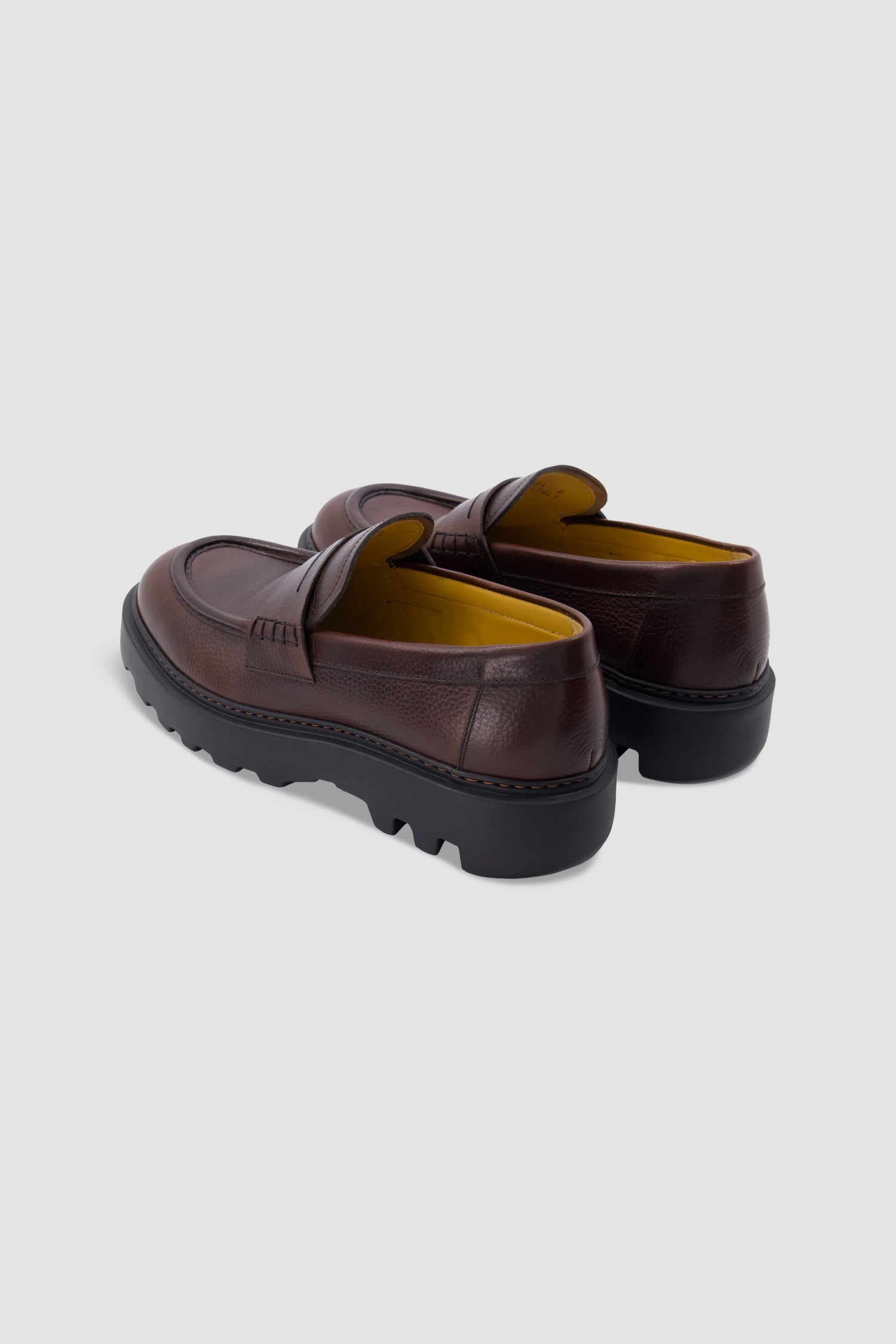 Testoni Brown Grained Leather Penny Loafers