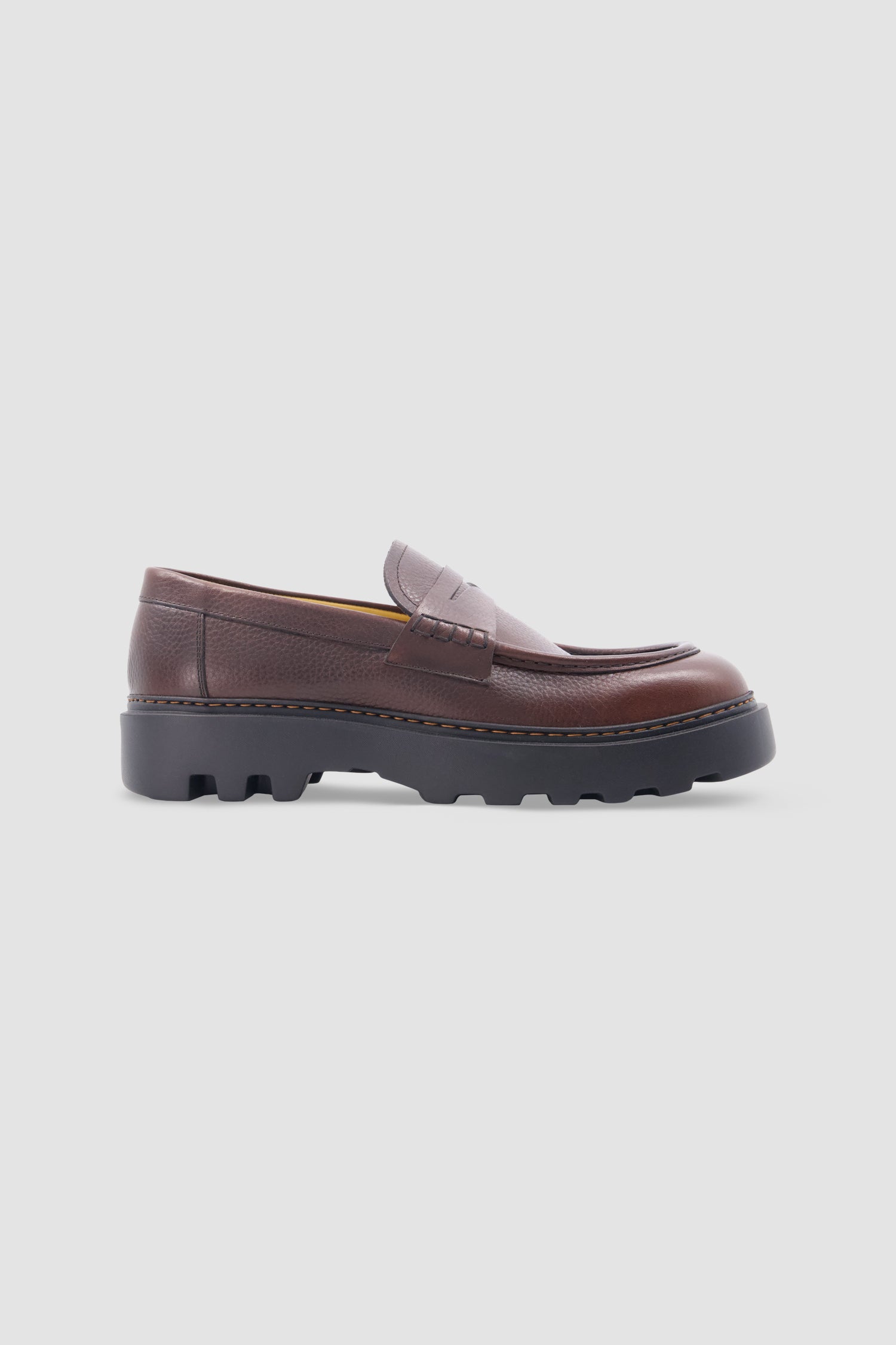 Testoni Brown Grained Leather Penny Loafers