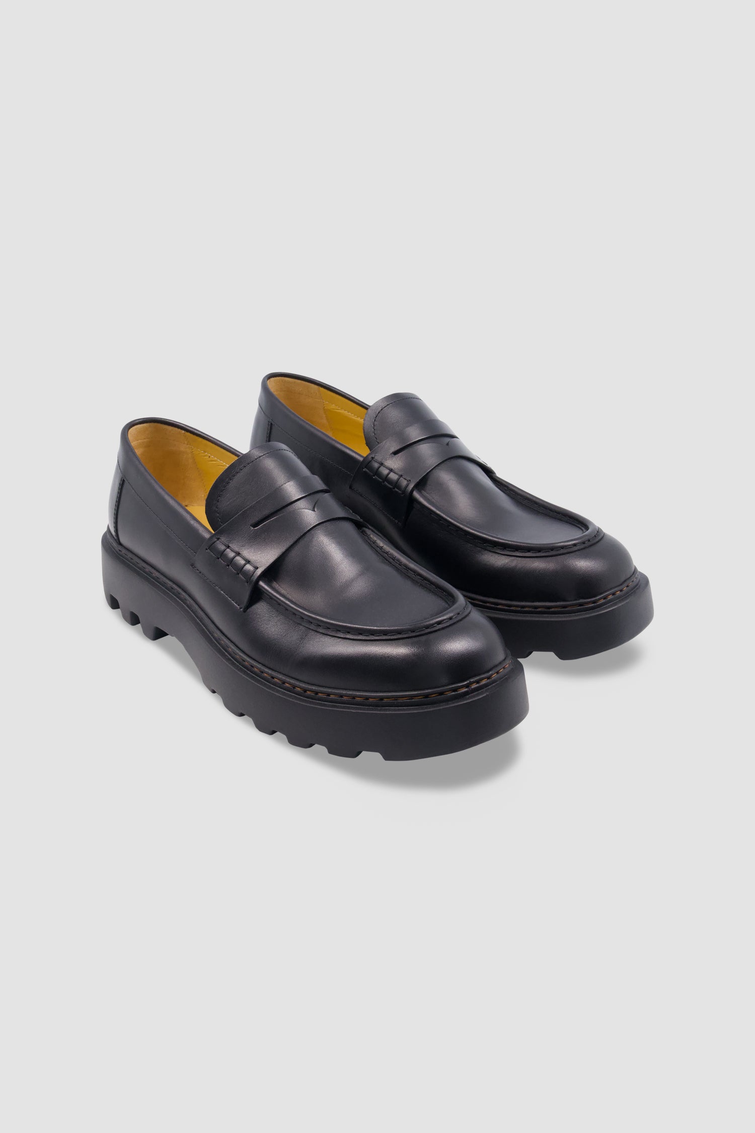 Testoni Black Leather Penny Loafers