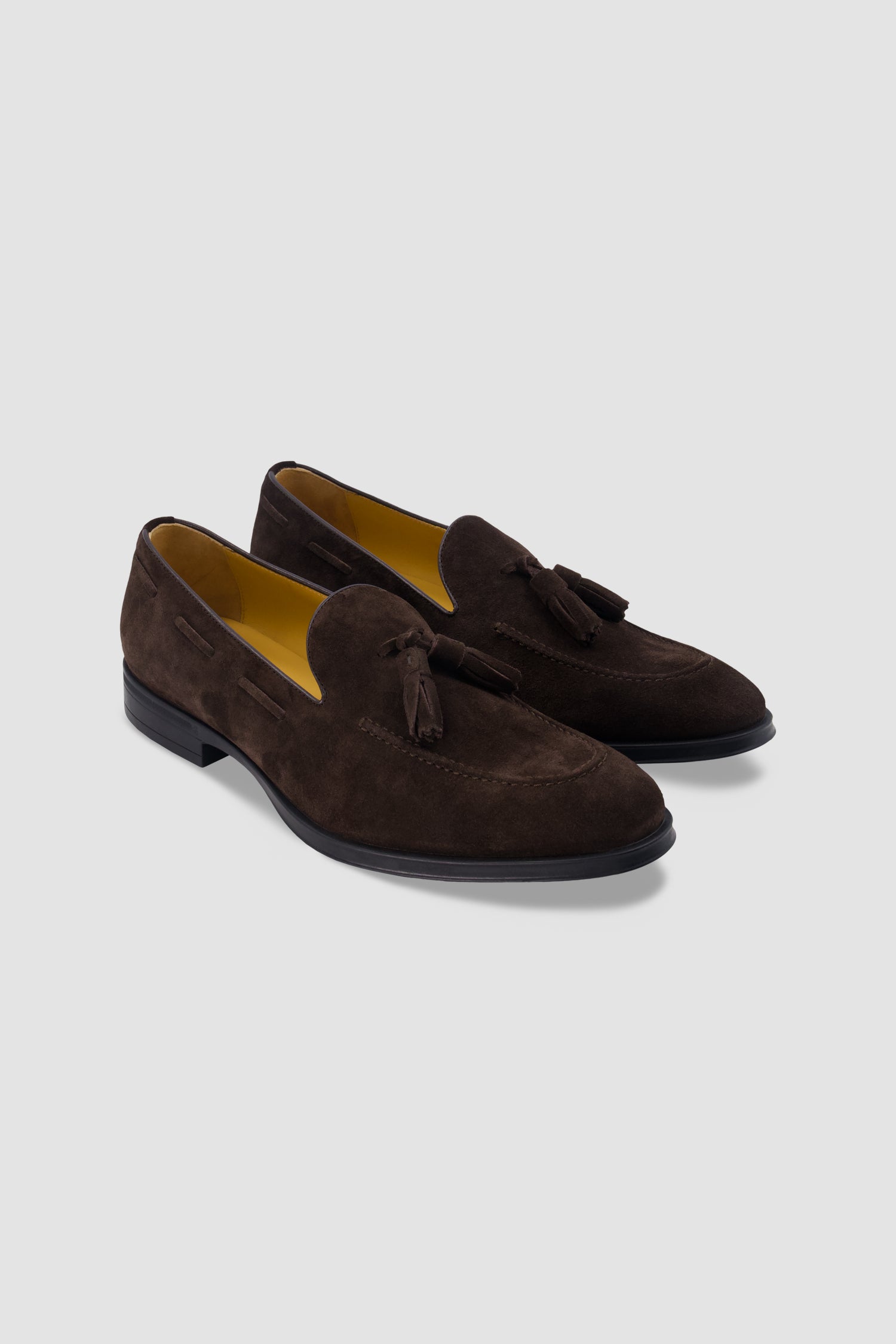 Testoni Dark Brown Suede Tassel Loafers