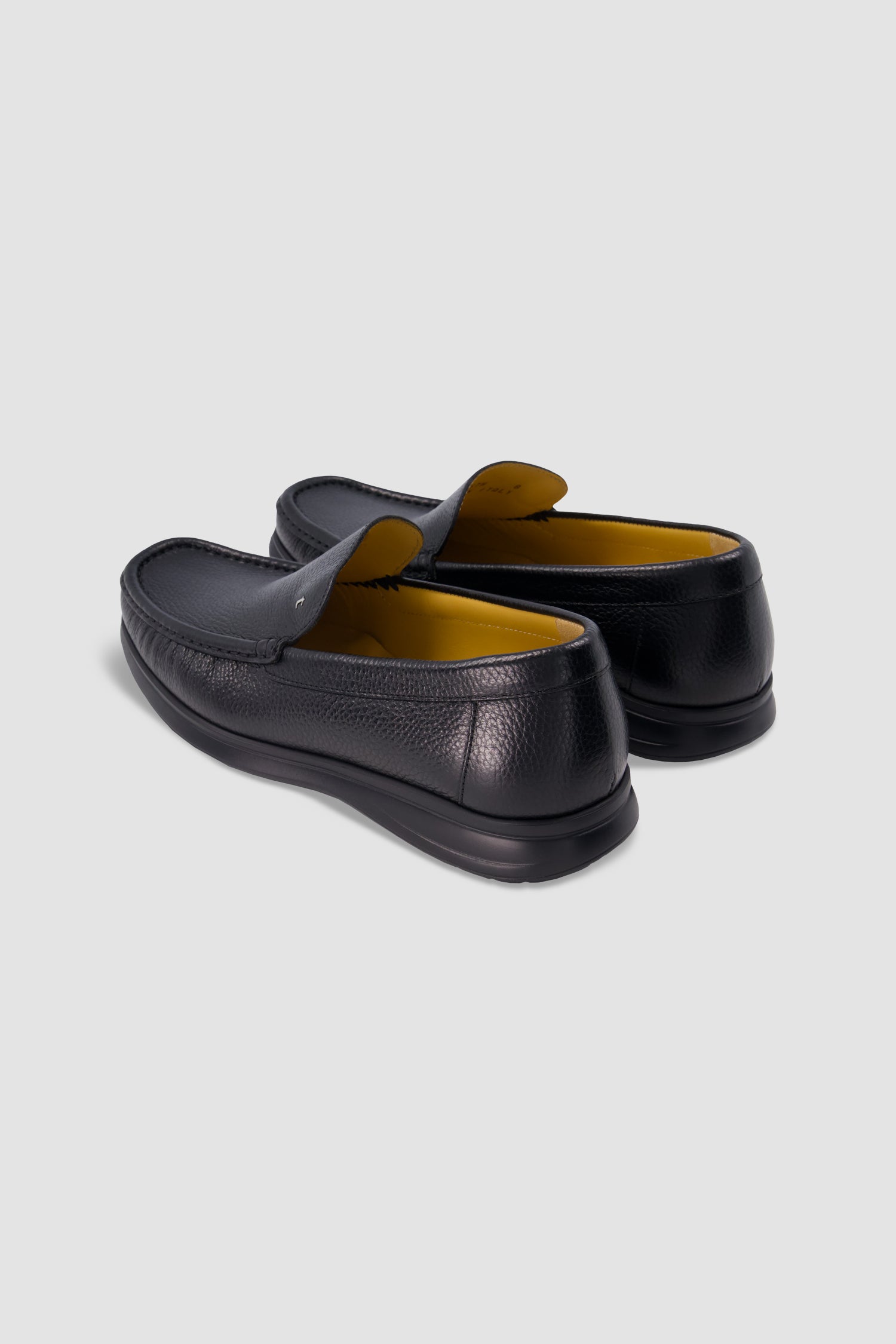 Testoni Black Pebbled Leather Loafers