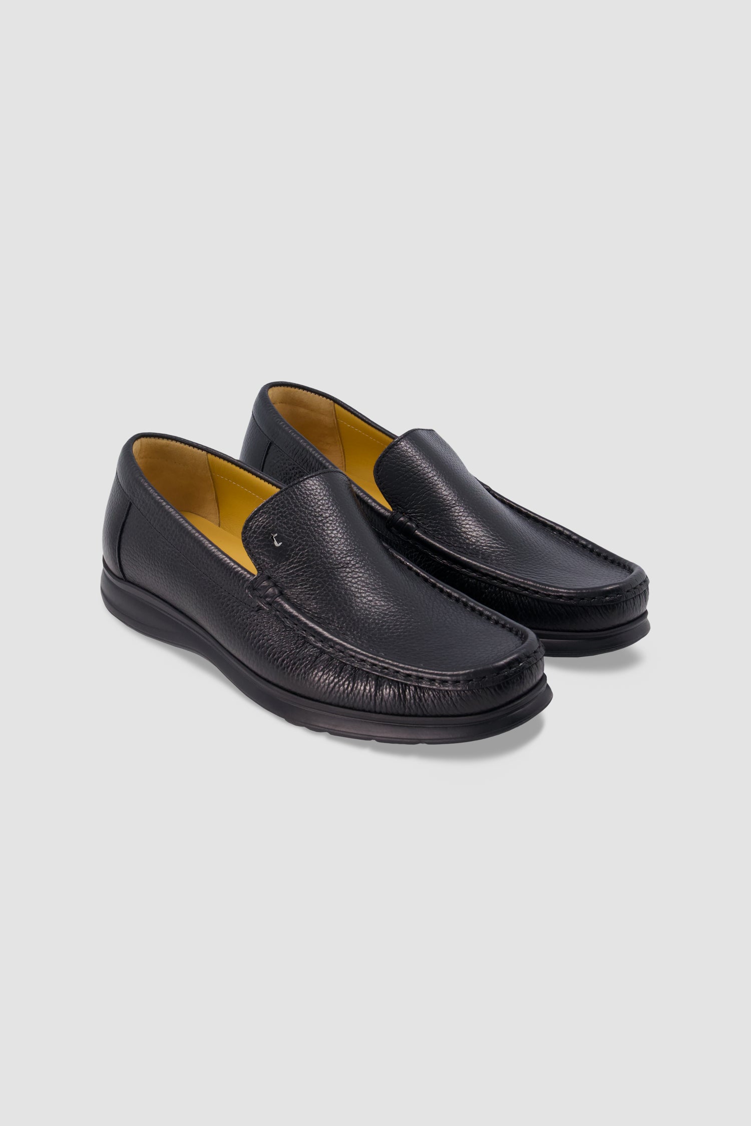 Testoni Black Pebbled Leather Loafers