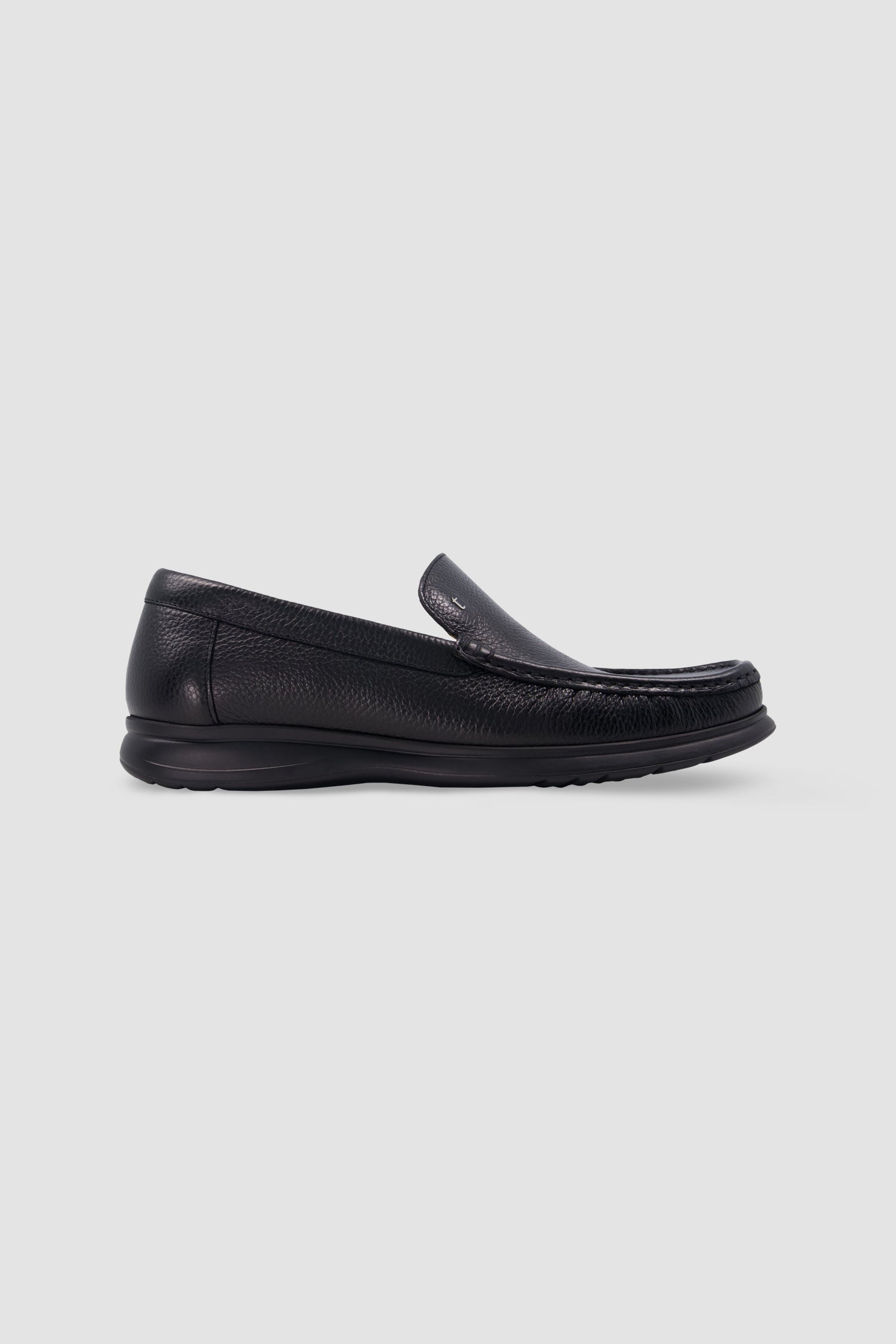 Testoni Black Pebbled Leather Loafers