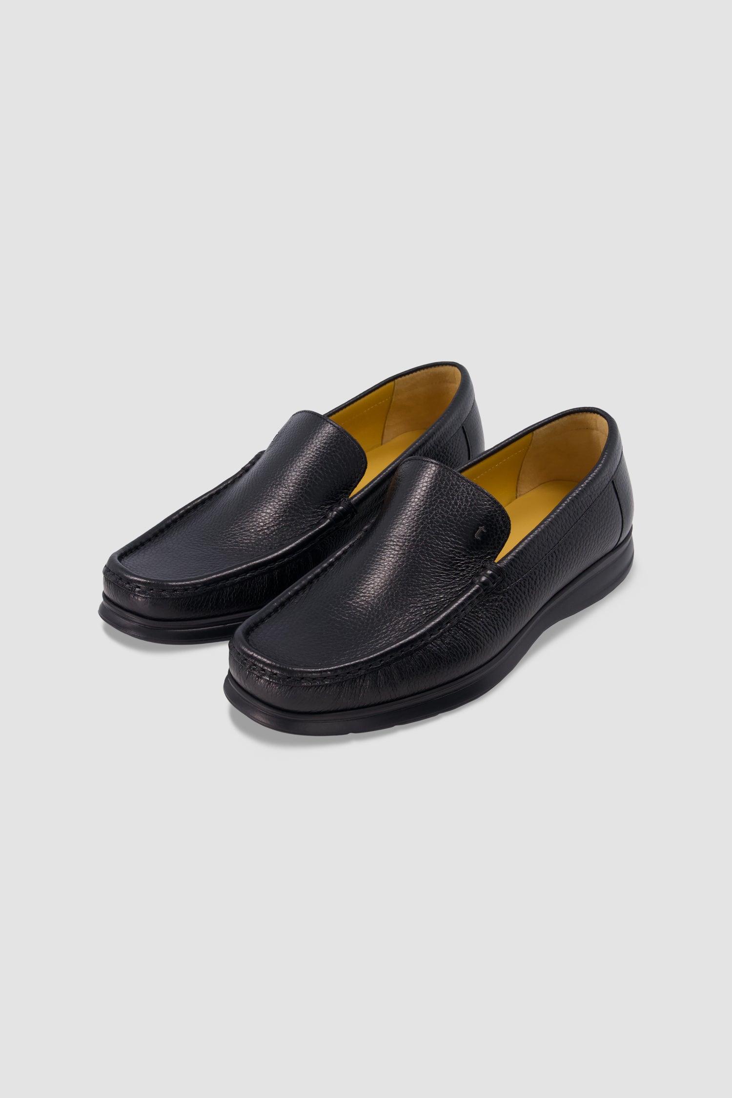 Testoni Black Pebbled Leather Loafers