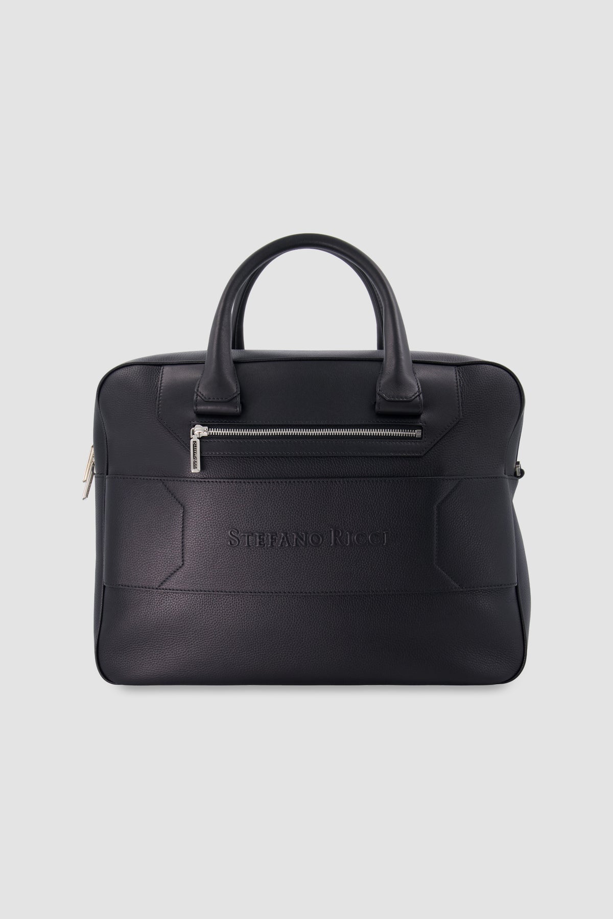 Stefano Ricci Black Calfskin Leather Trolley Business Bag