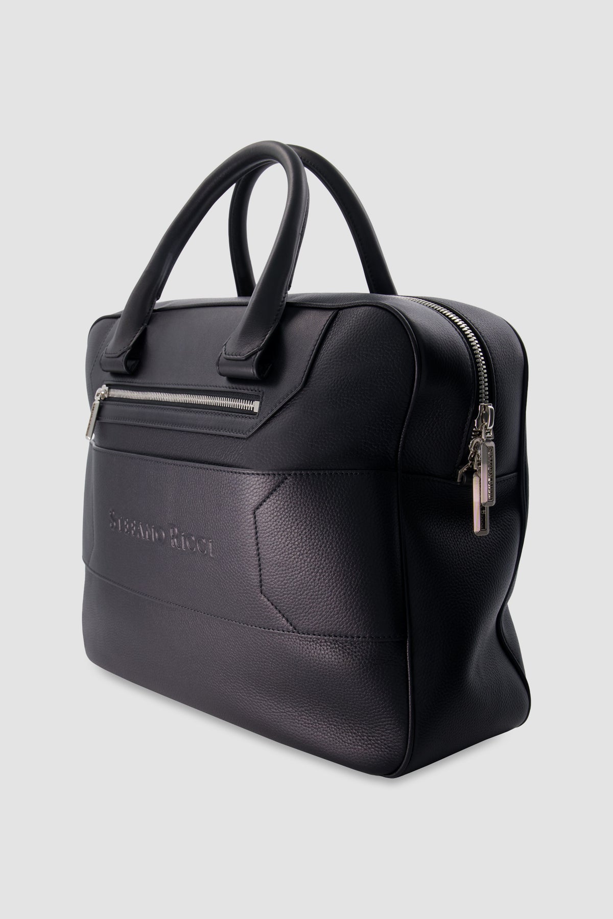 Stefano Ricci Black Calfskin Leather Trolley Business Bag