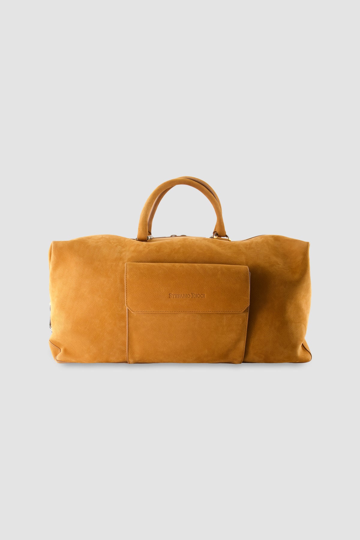 Stefano Ricci Camel Calfskin Leather Trolley Duffle Bag