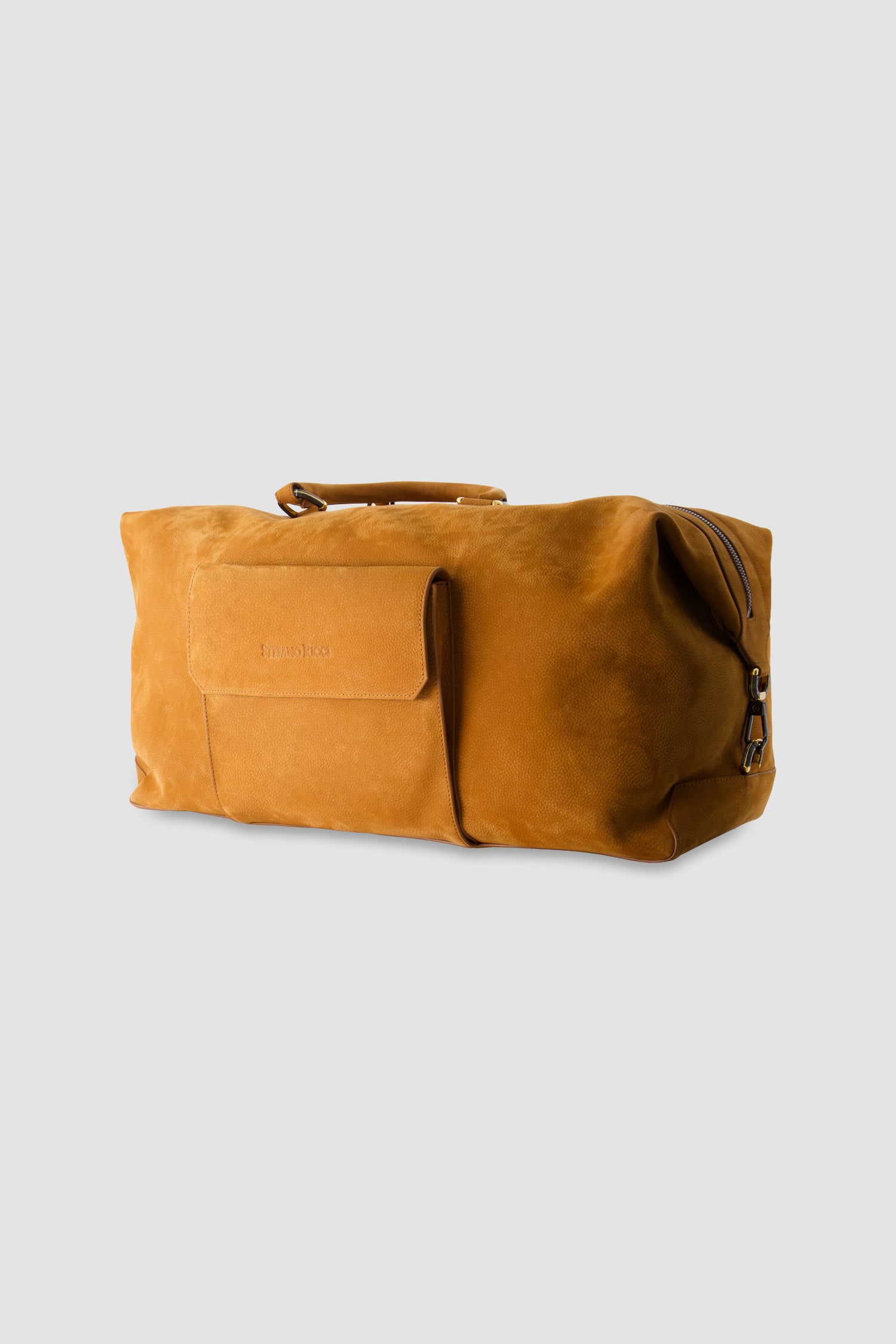 Stefano Ricci Camel Calfskin Leather Trolley Duffle Bag