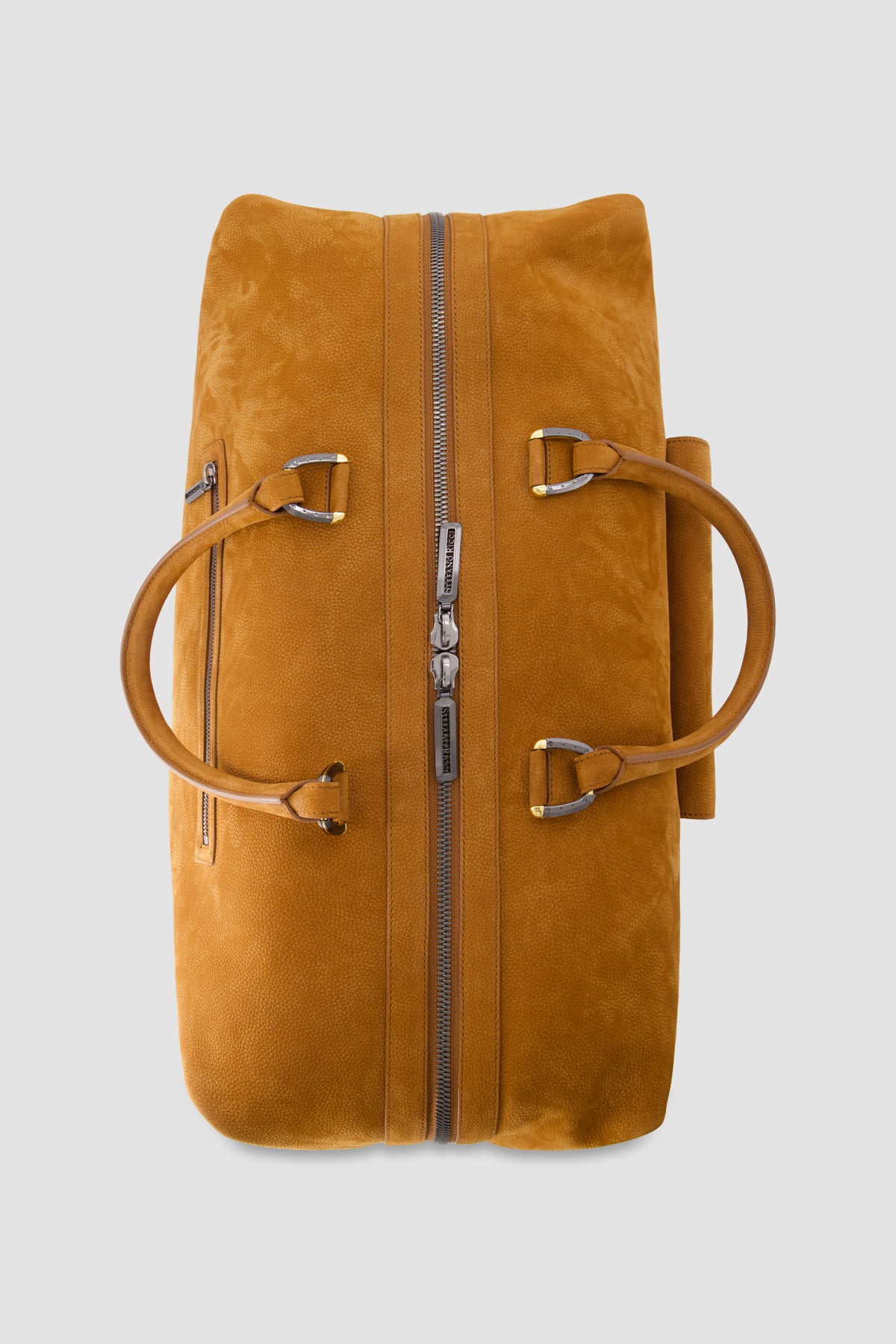 Stefano Ricci Camel Calfskin Leather Trolley Duffle Bag