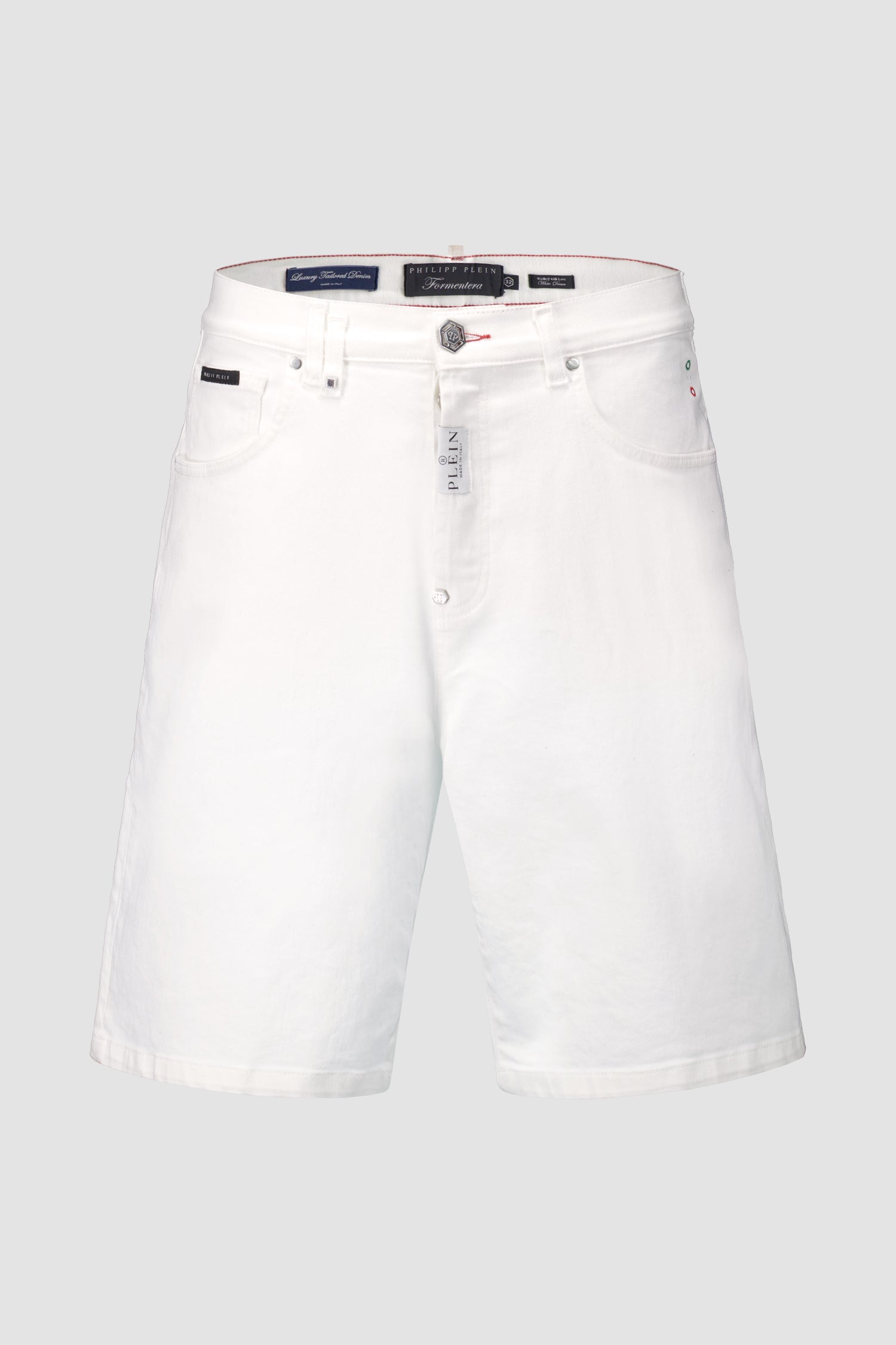 Philipp Plein White Denim Formentera Fit Shorts