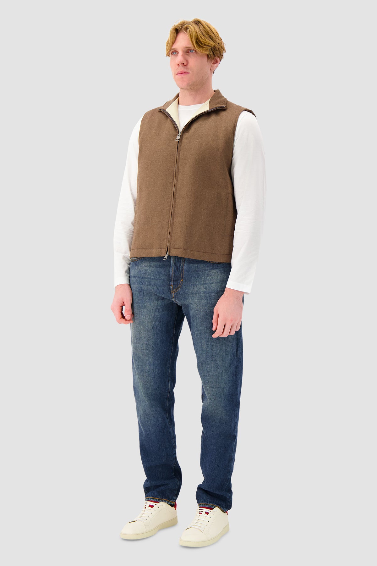 Luigi Borrelli Brown Wool Quilted Vest