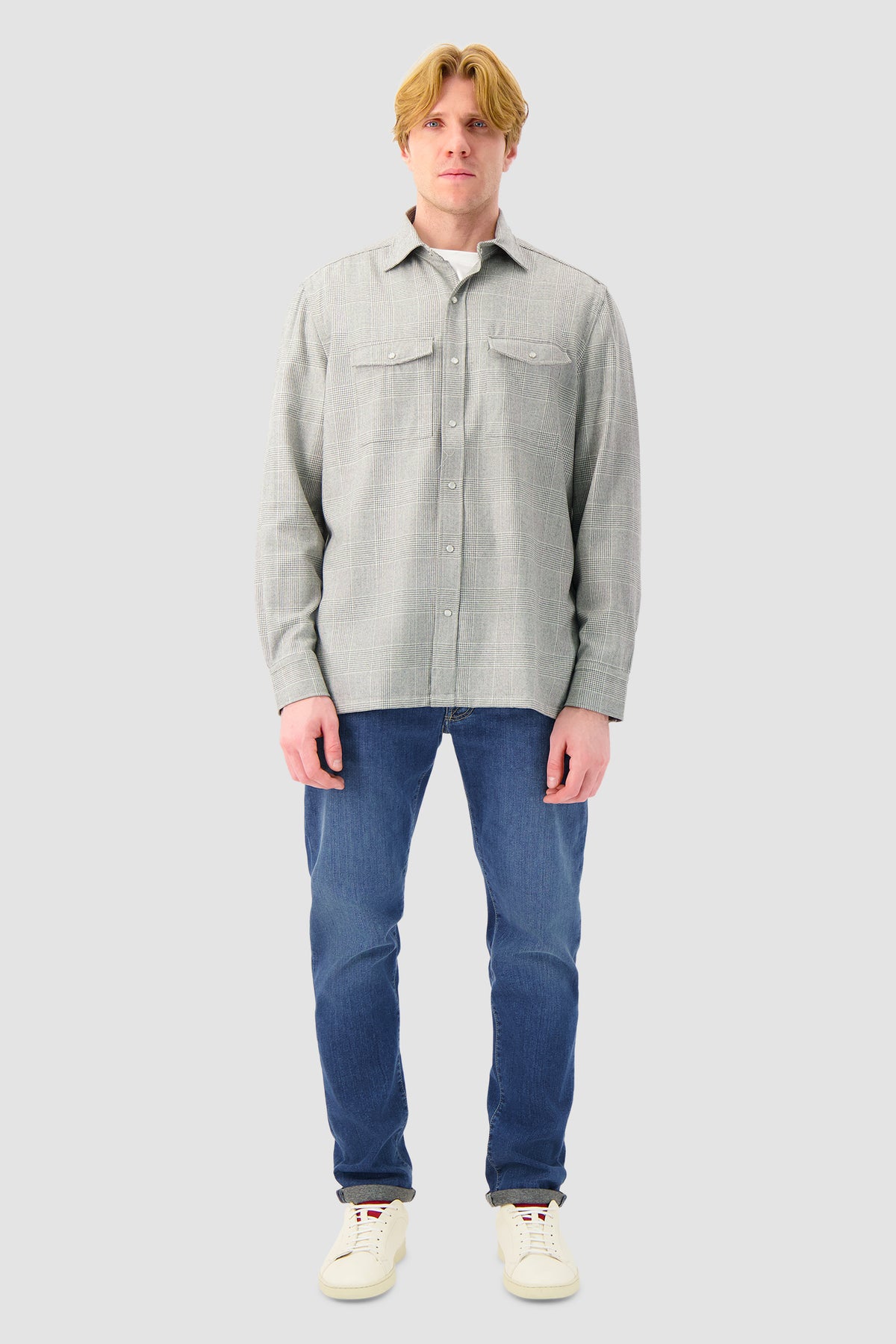 Luigi Borrelli Light Grey Plaid Overshirt