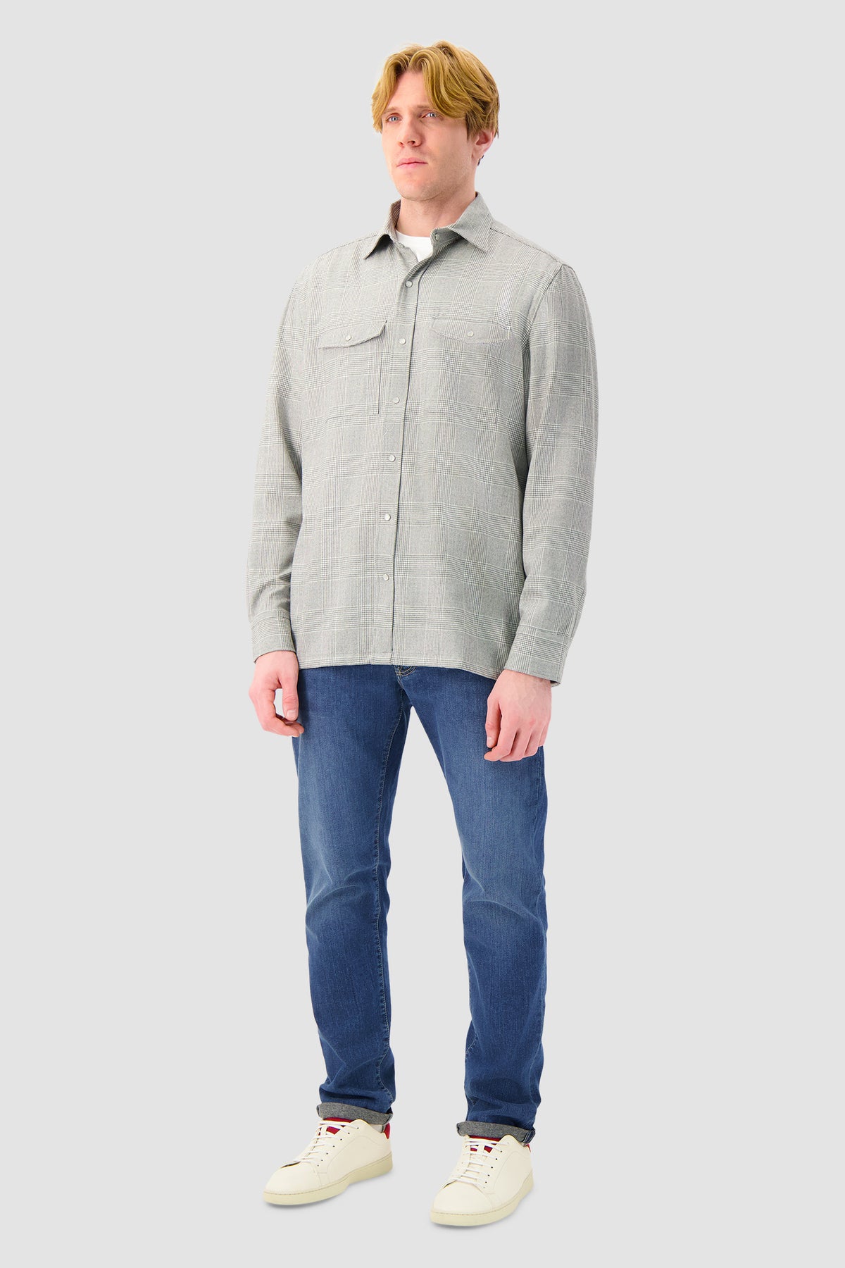 Luigi Borrelli Light Grey Plaid Overshirt