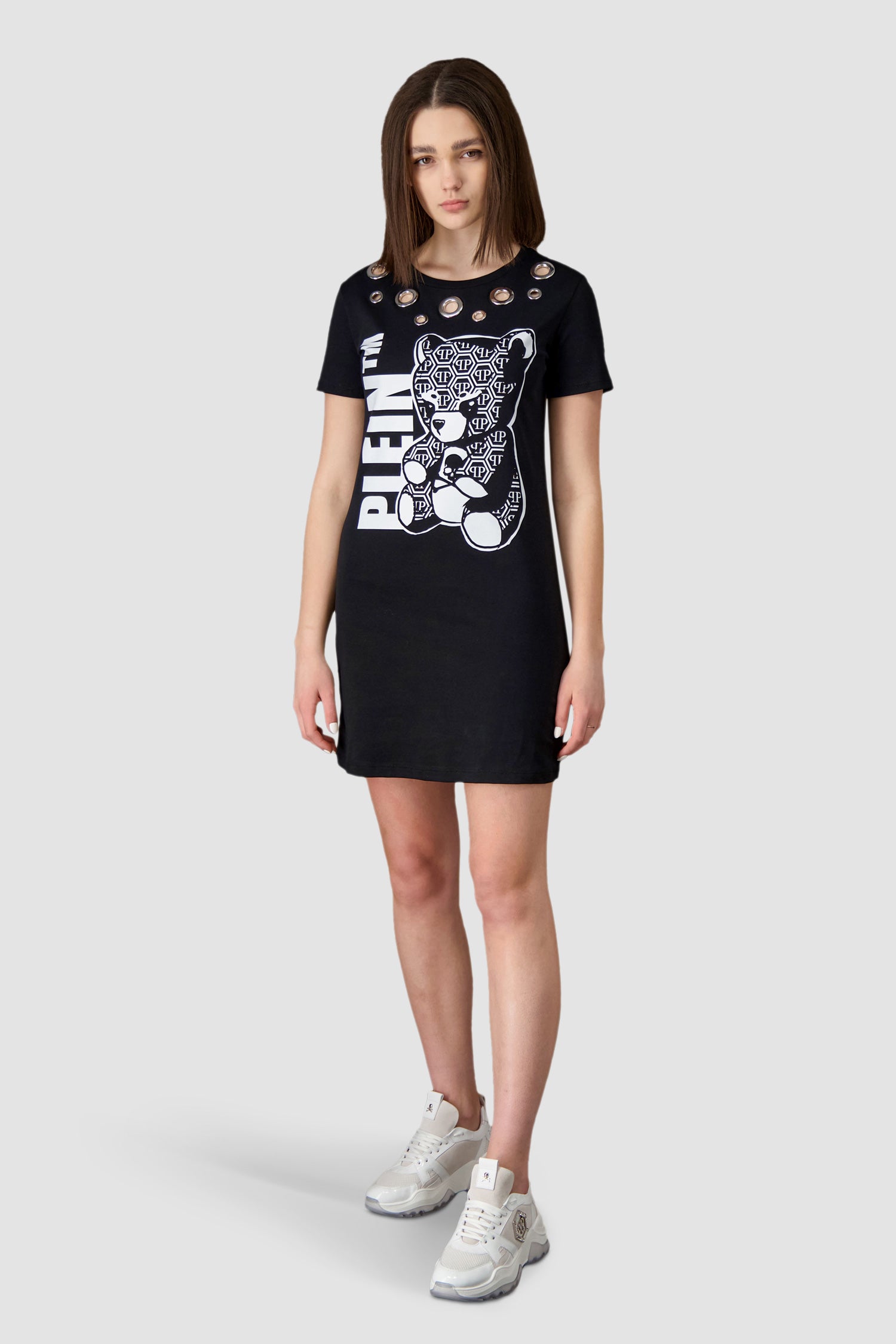 Philipp Plein Black Teddy Bear Short Dress