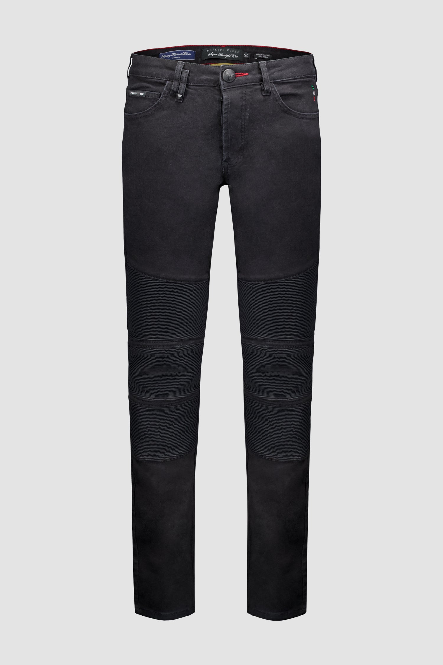Philipp Plein Black Denim Super Straight Cut Trousers