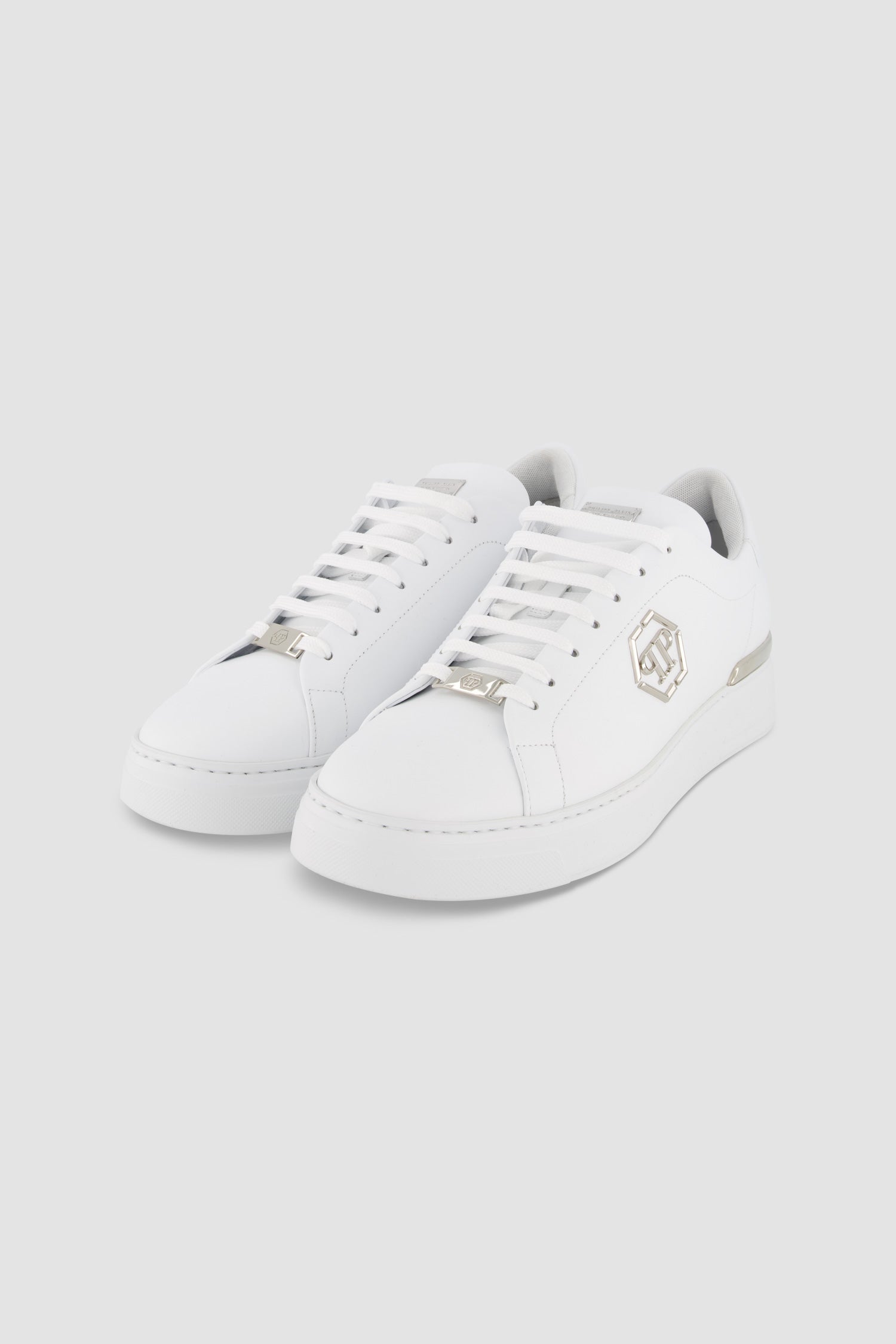 Philipp Plein White Leather Lo-Top Hexagon Sneaker