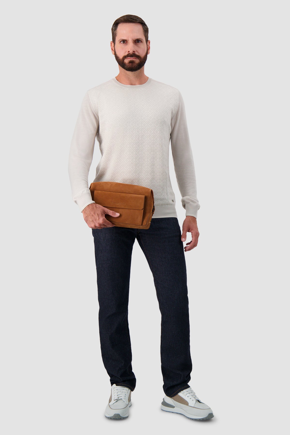 Stefano Ricci Brown Vitello Leather Toiletry Bag