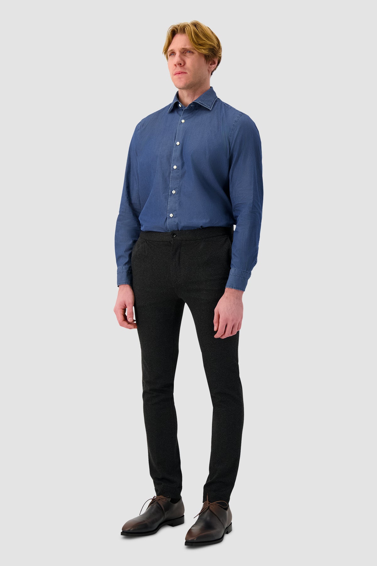 Luigi Borrelli Blue Cotton Denim Shirt