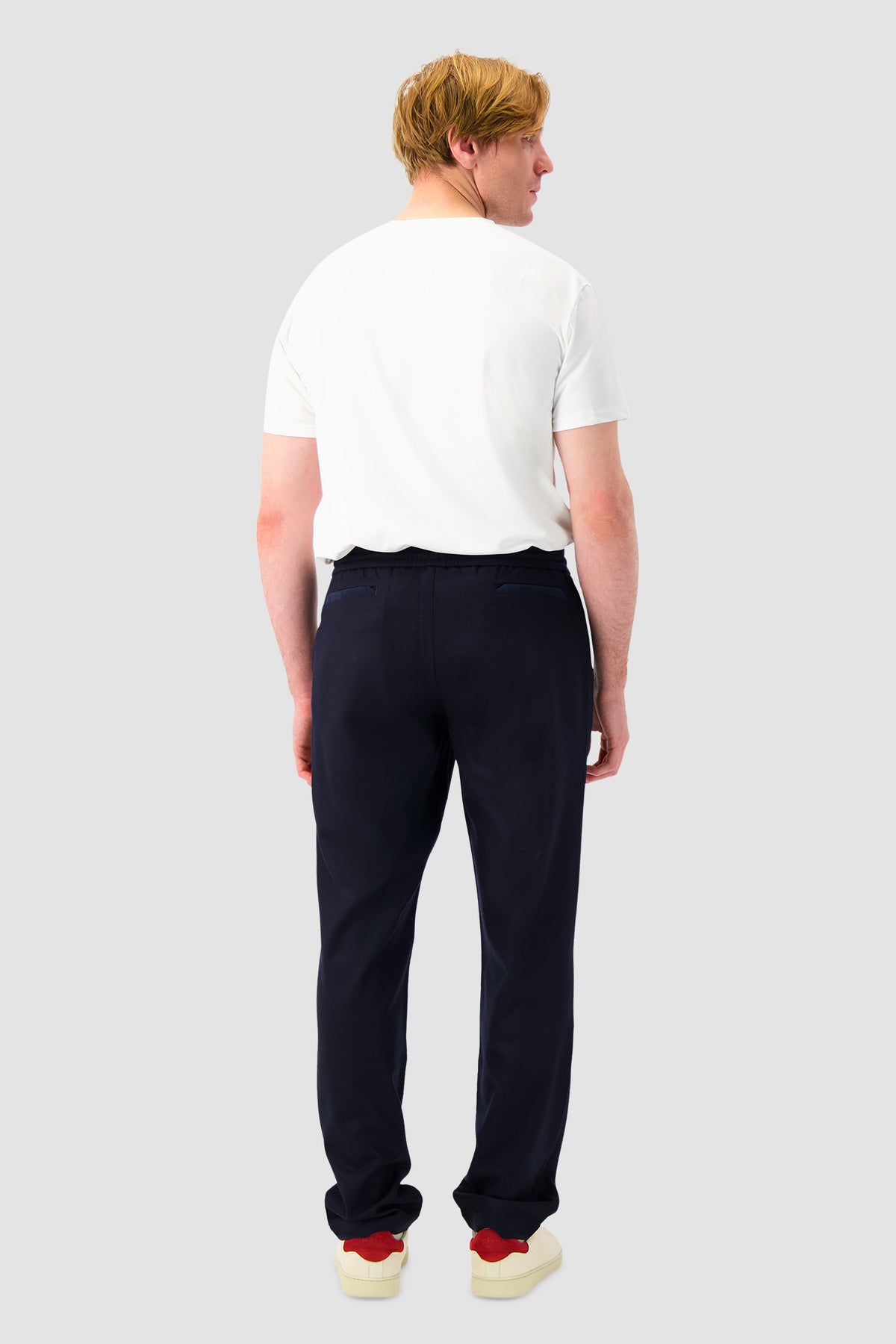 Sease Navy Virgin Wool Drawstring Tousers