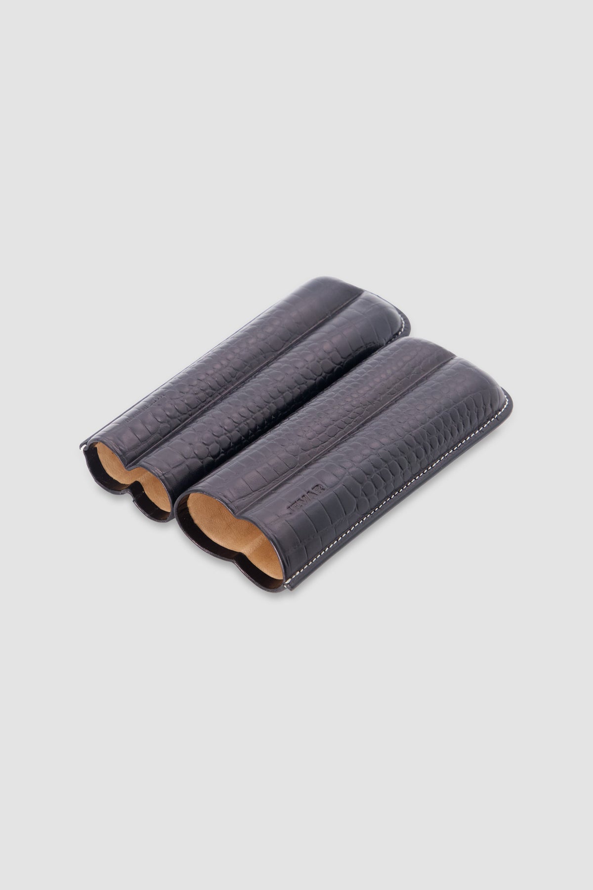 Jemar Black Double Embossed Leather Cigar Case