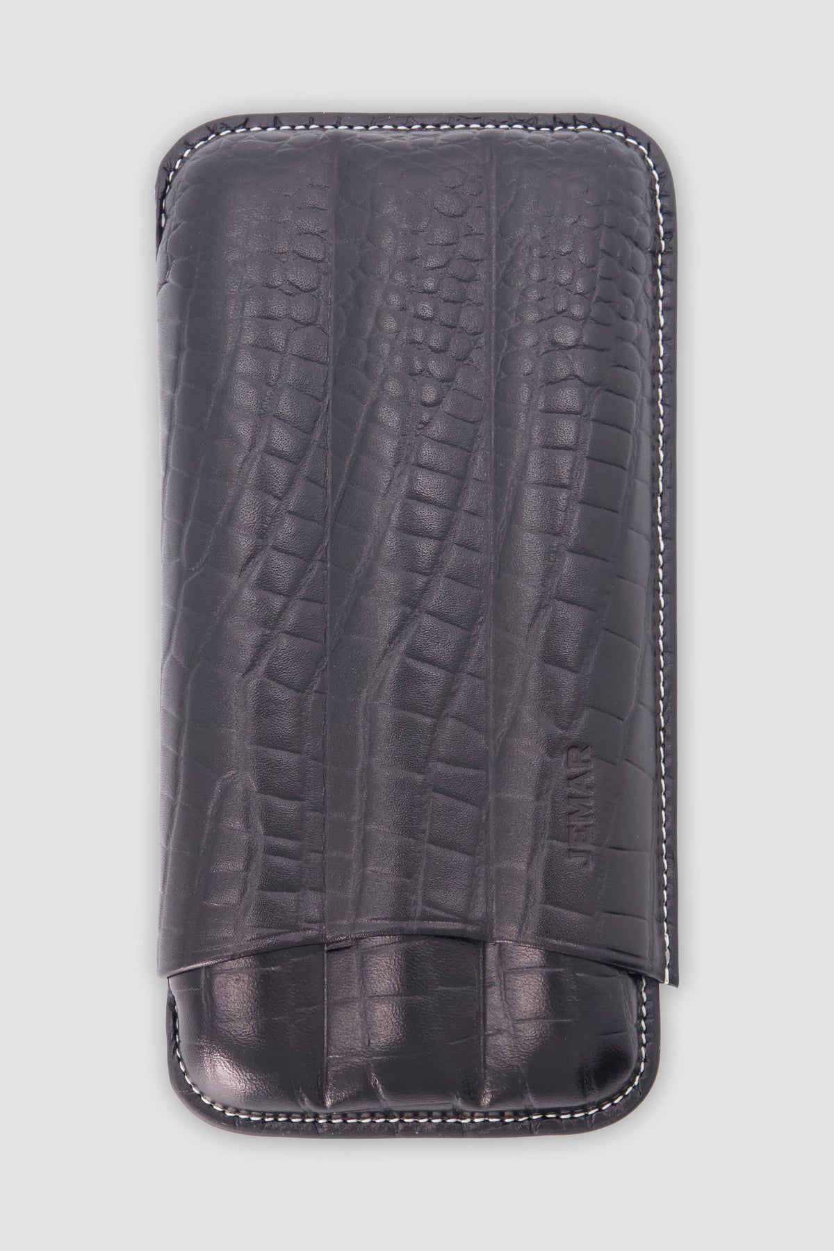 Jemar Black Triple Embossed Leather Cigar Case