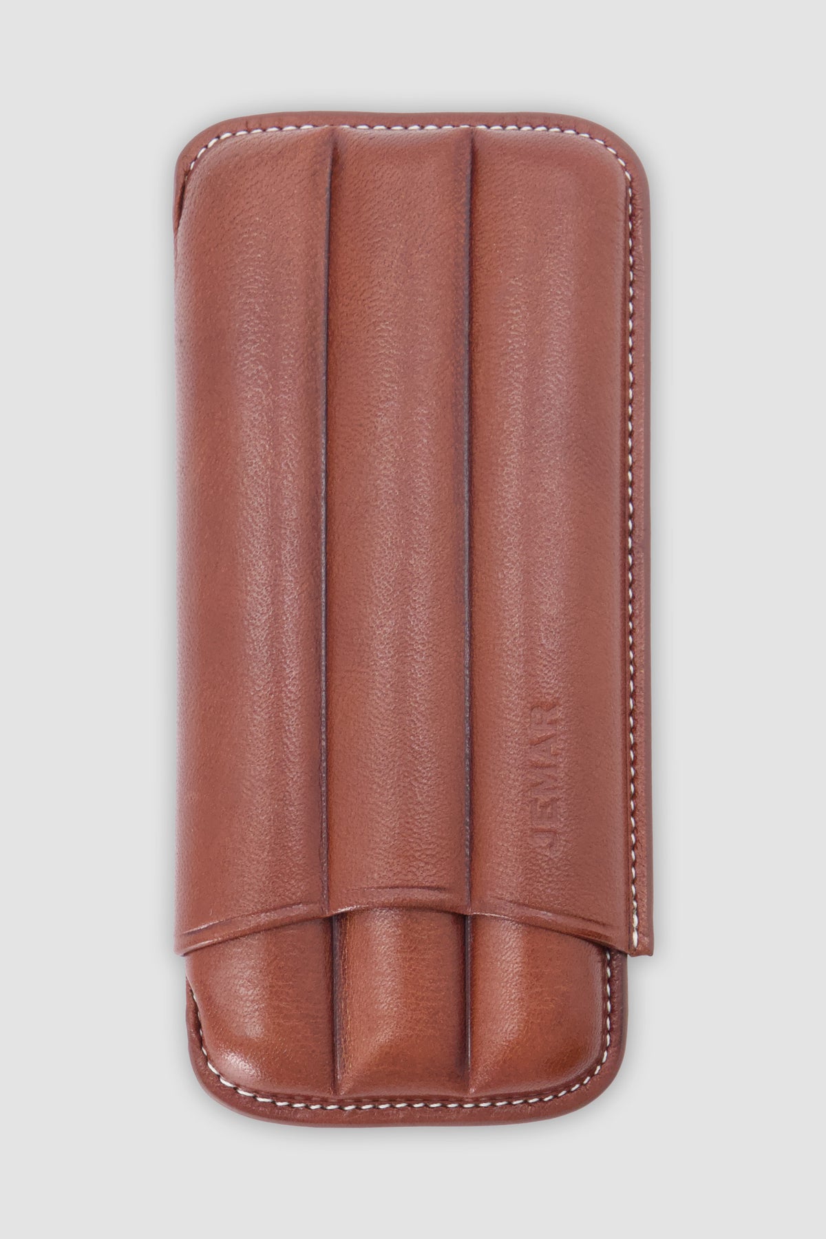 Jemar Cognac Triple Leather Cigar Case