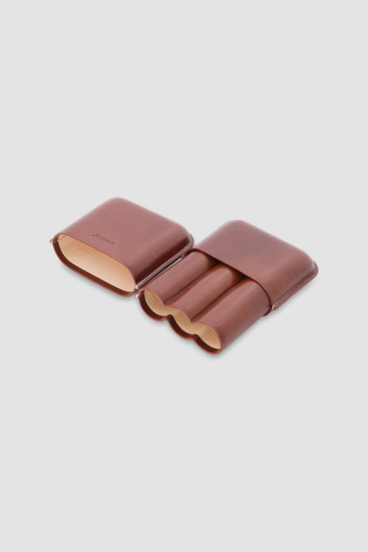 Jemar Cognac Triple Leather Cigar Case