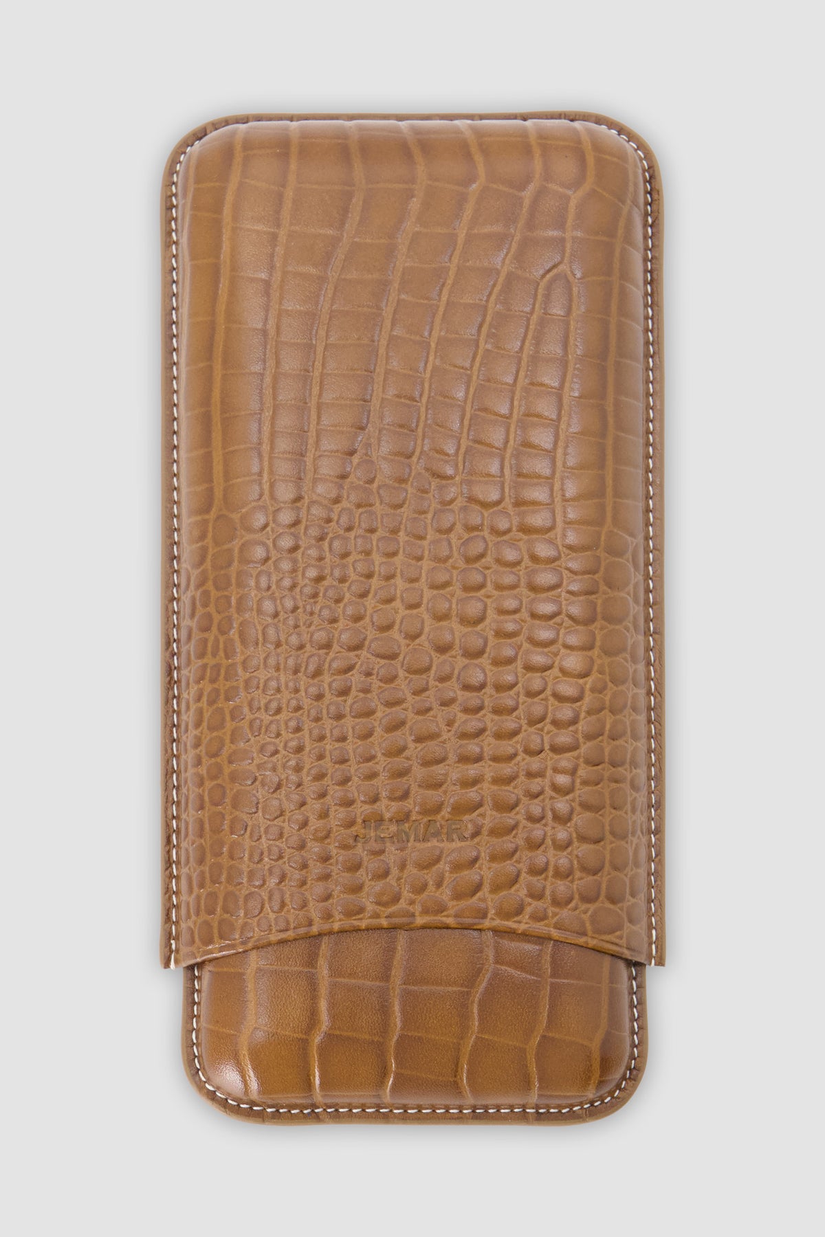 Jemar Camel Triple Embossed Leather Cigar Case