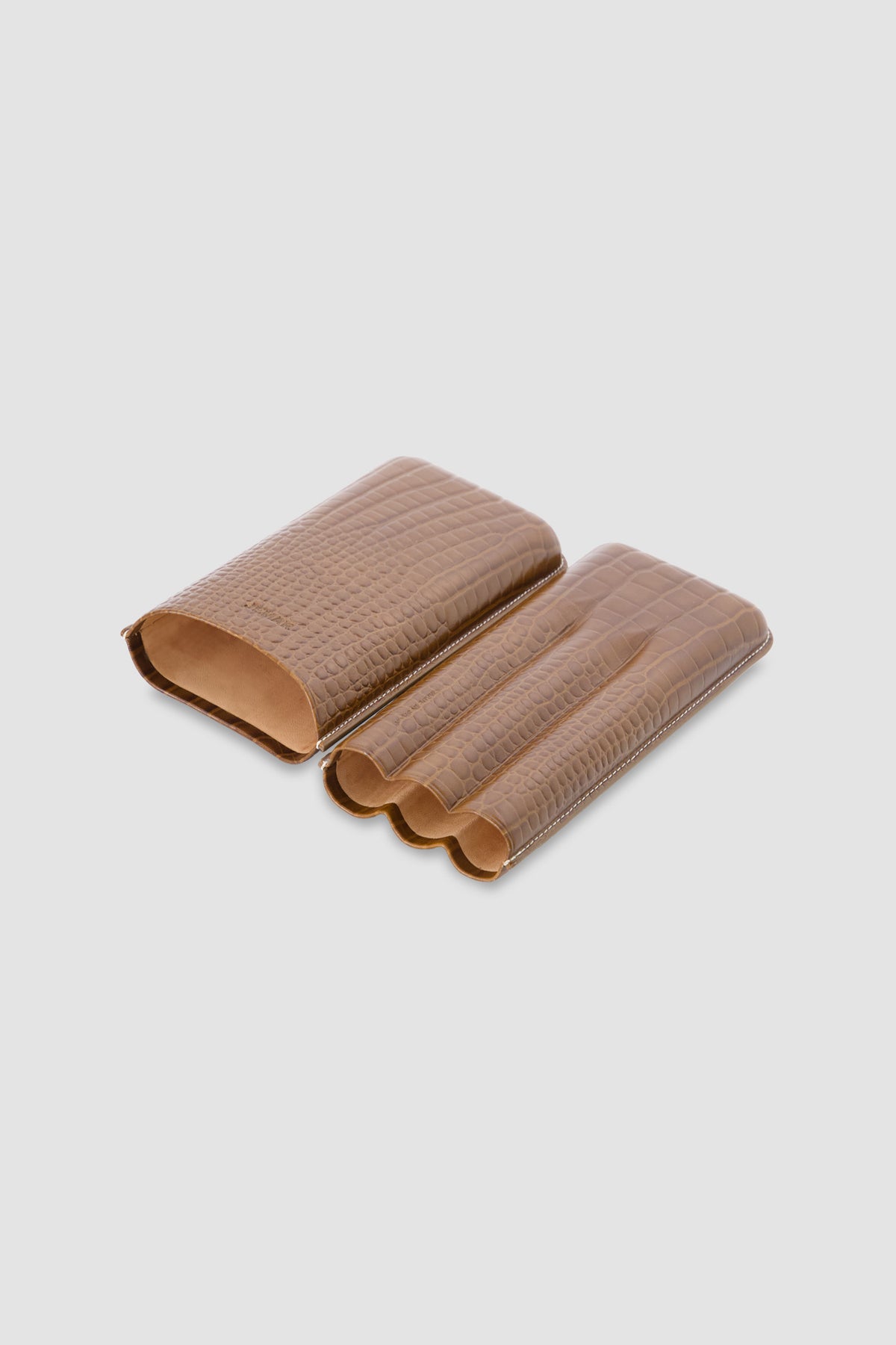Jemar Camel Triple Embossed Leather Cigar Case