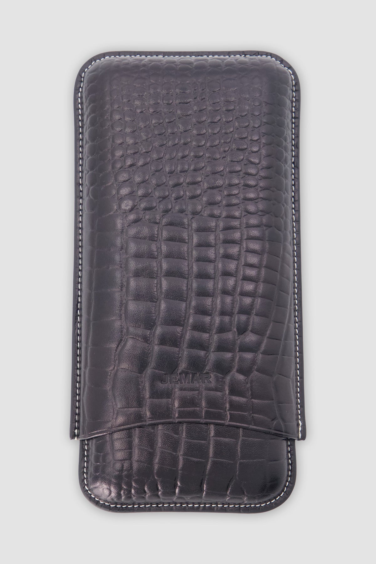 Jemar Black Triple Embossed Leather Cigar Case