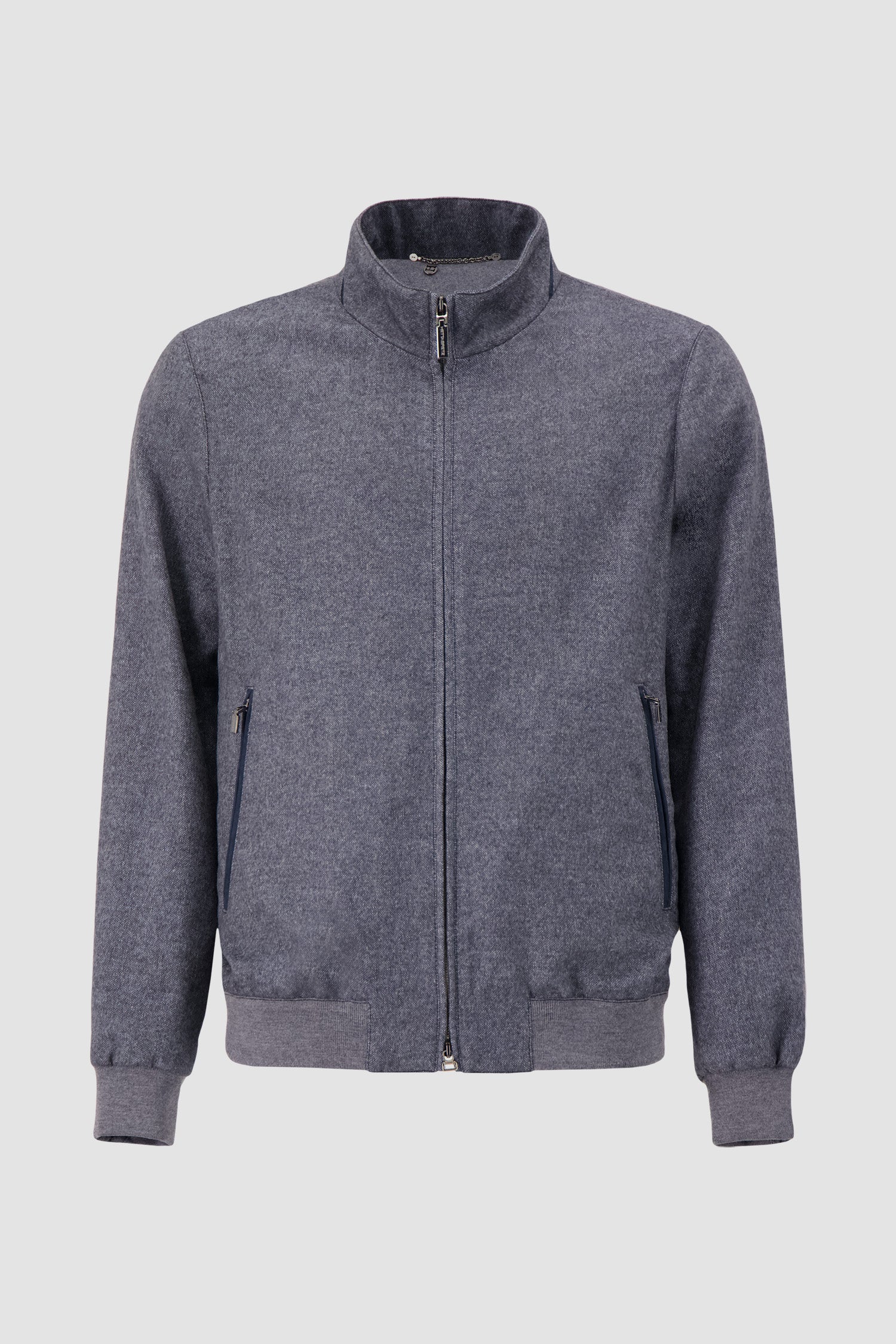 Hettabretz Dark Blue Stand Collar Zip Jacket