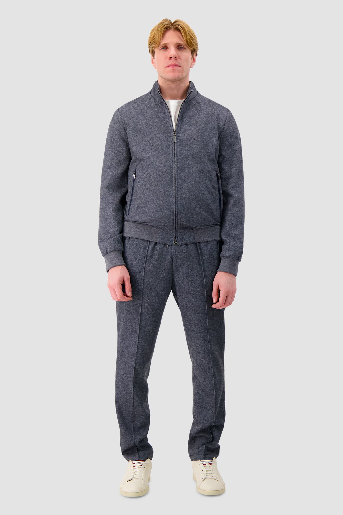 Hettabretz Dark Blue Stand Collar Zip Jacket