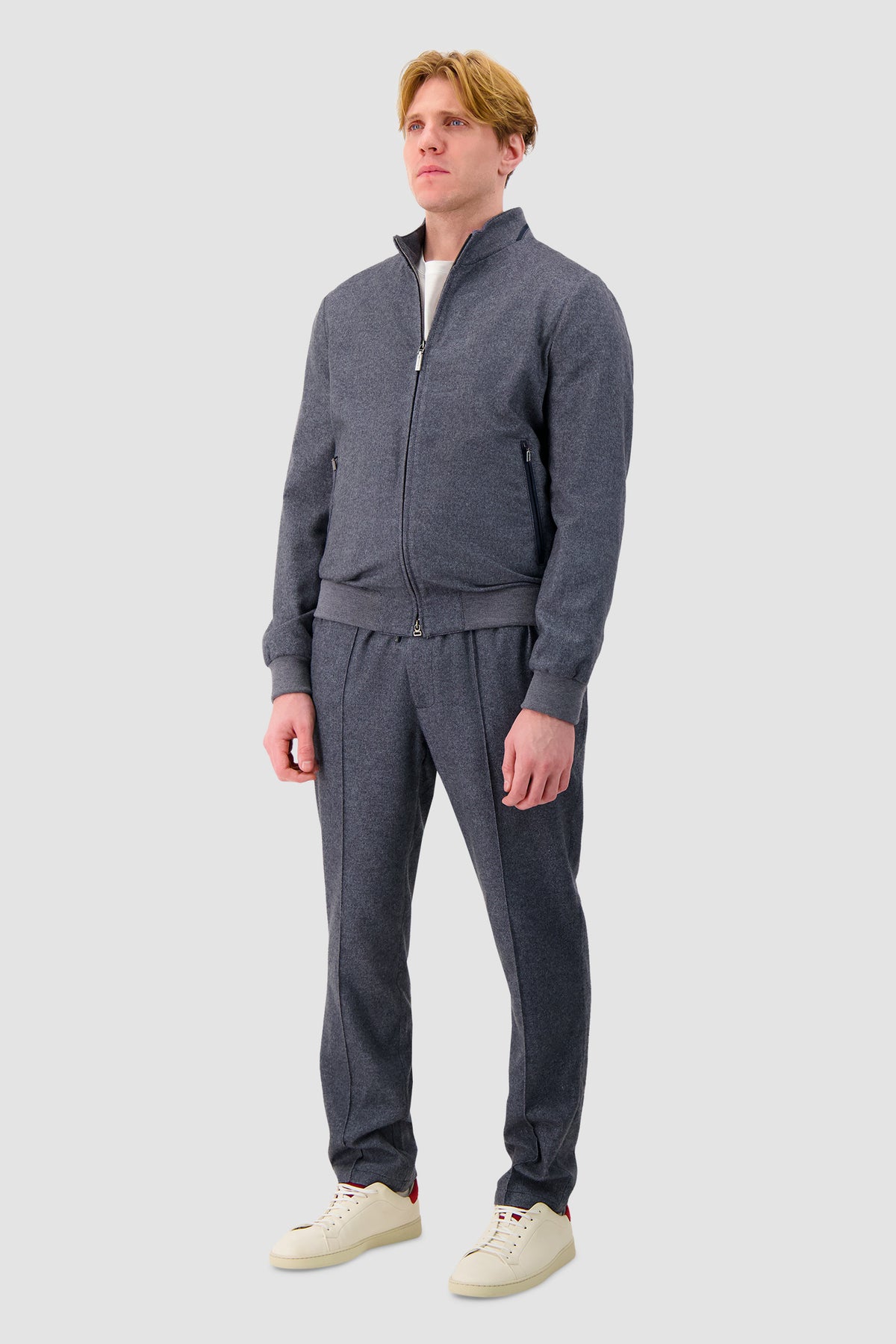 Hettabretz Dark Blue Stand Collar Zip Jacket