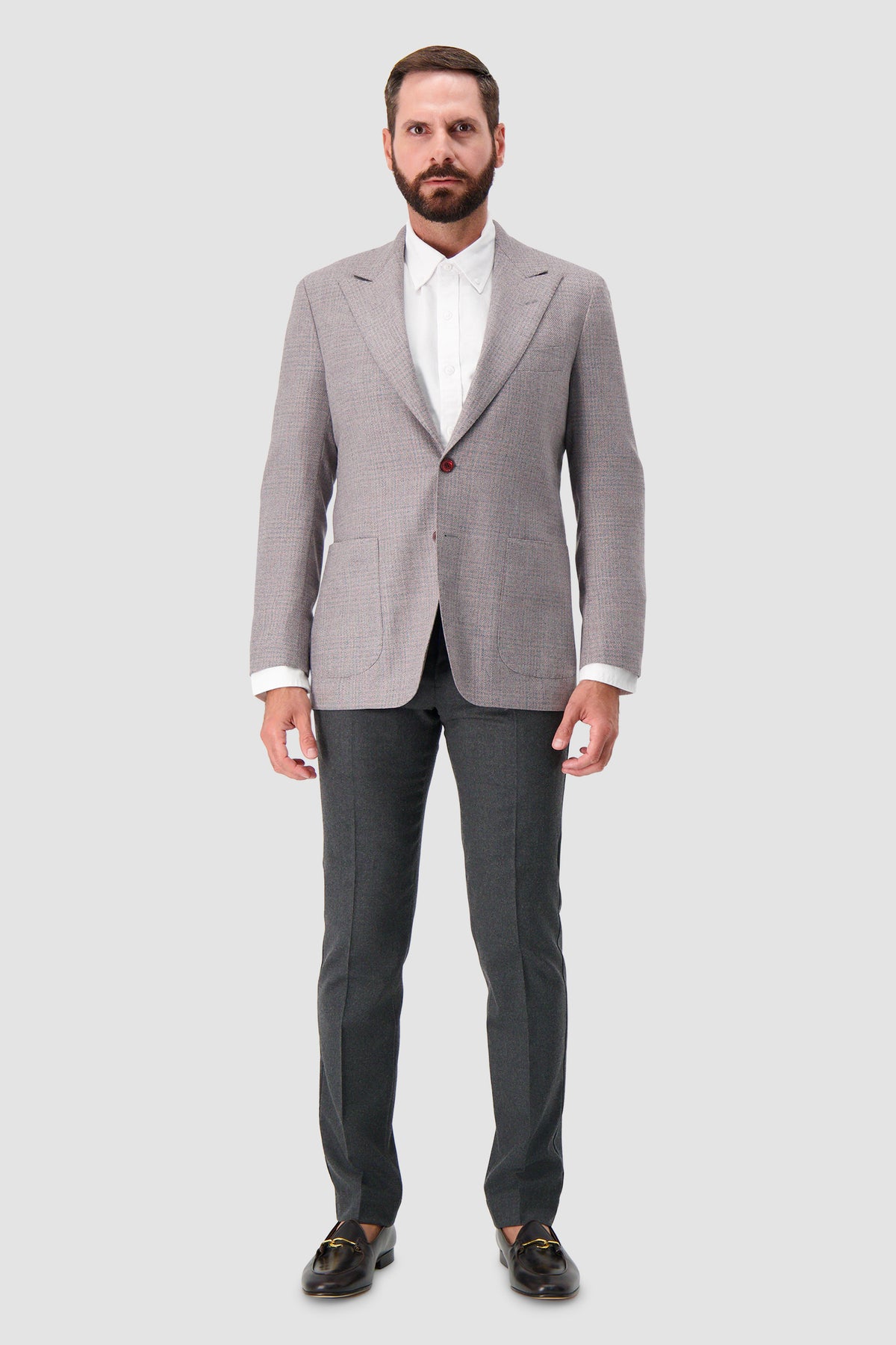 Sartorio Grey Houndstooth Wool Blazer