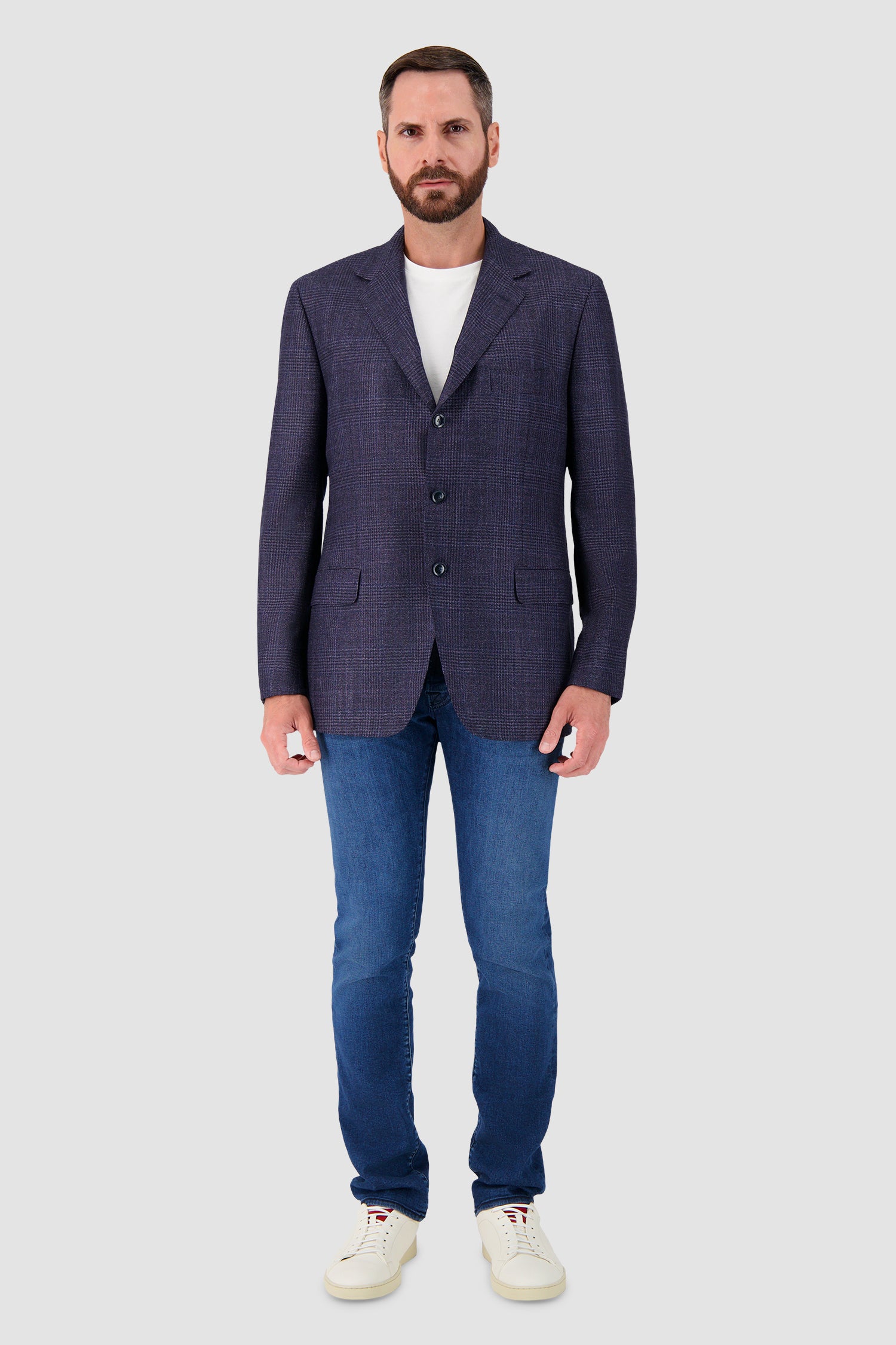 Sartorio Navy Glen Check Blazer