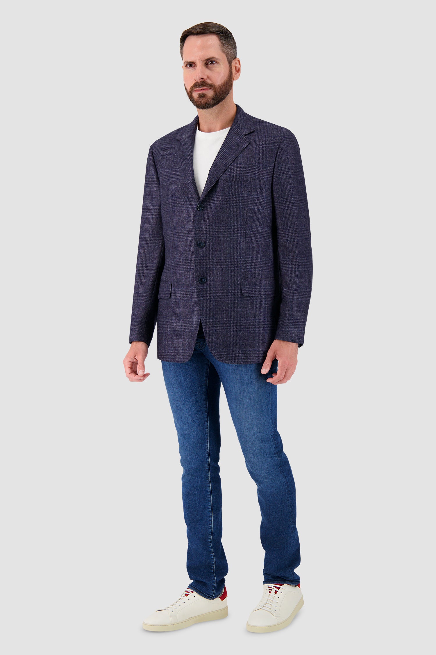 Sartorio Navy Glen Check Blazer