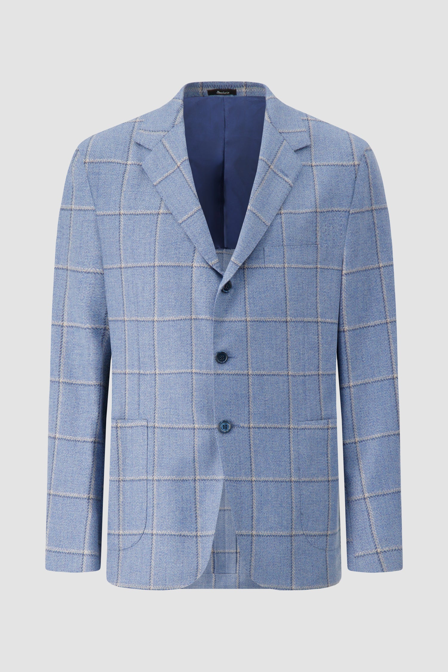 Sartorio Light Blue Plaid Wool/Cashmere Blazer