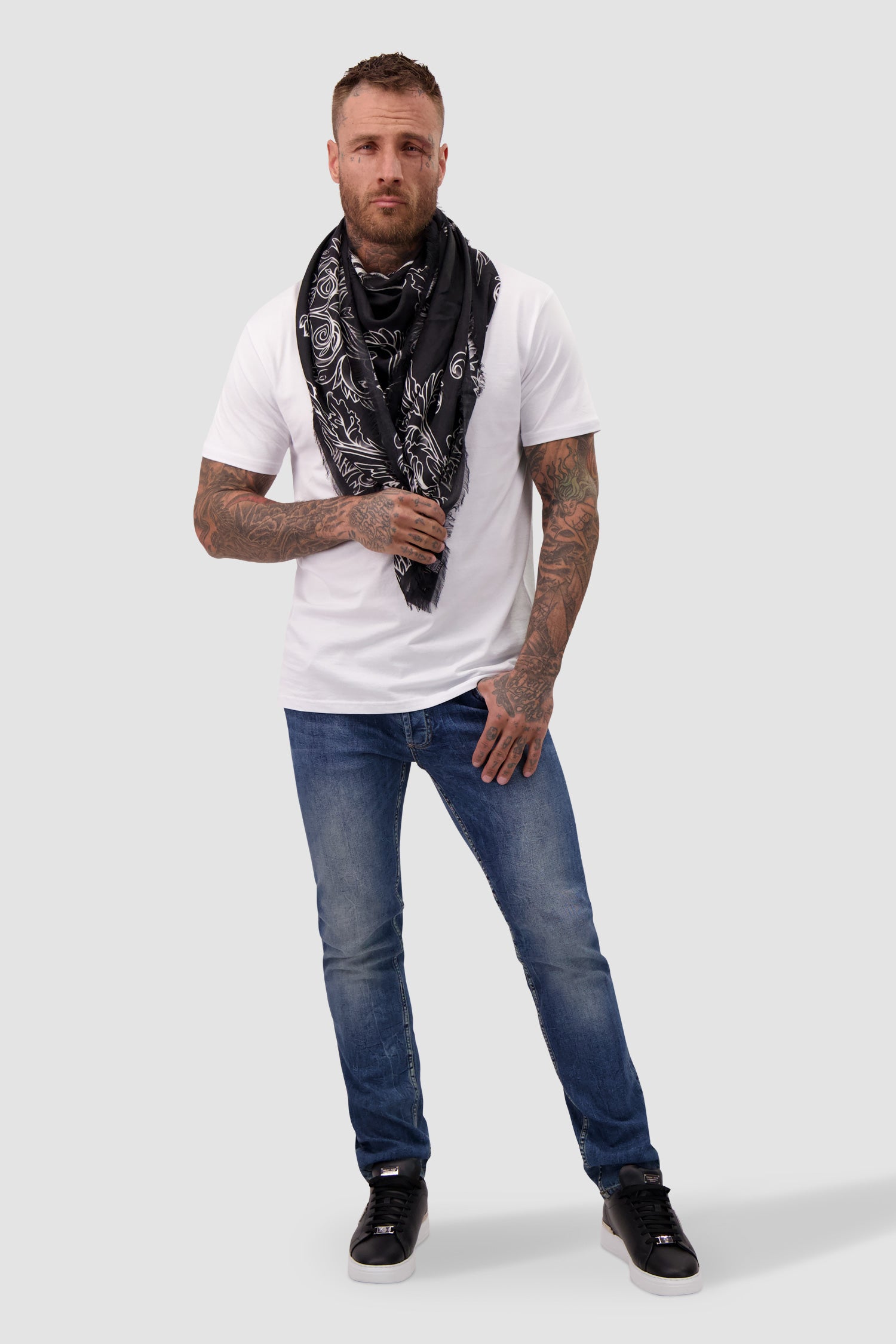 Philipp Plein Black Skull Scarf