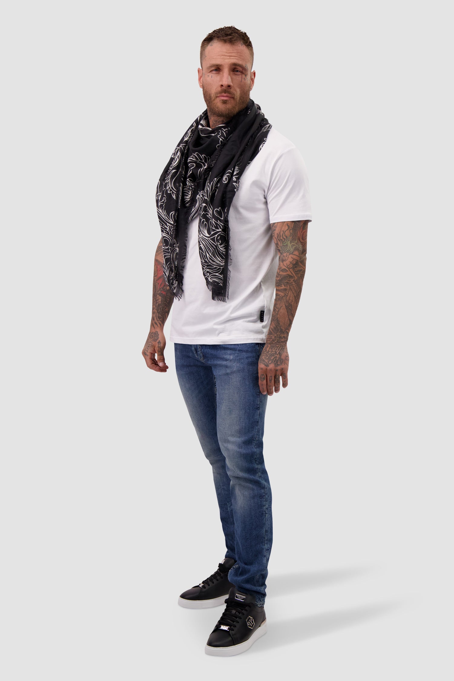 Philipp Plein Black Skull Scarf