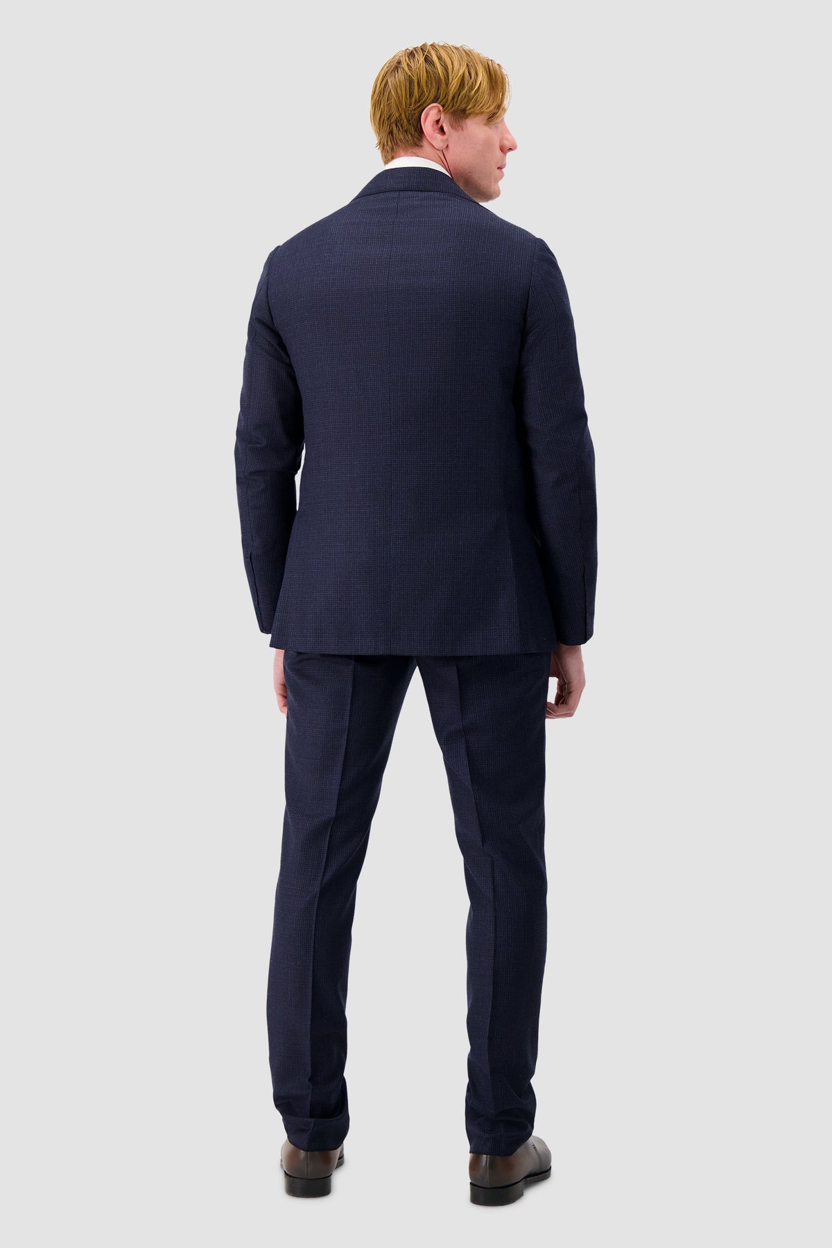 Luigi Borrelli Navy Wool Micro Houndstooth Suit