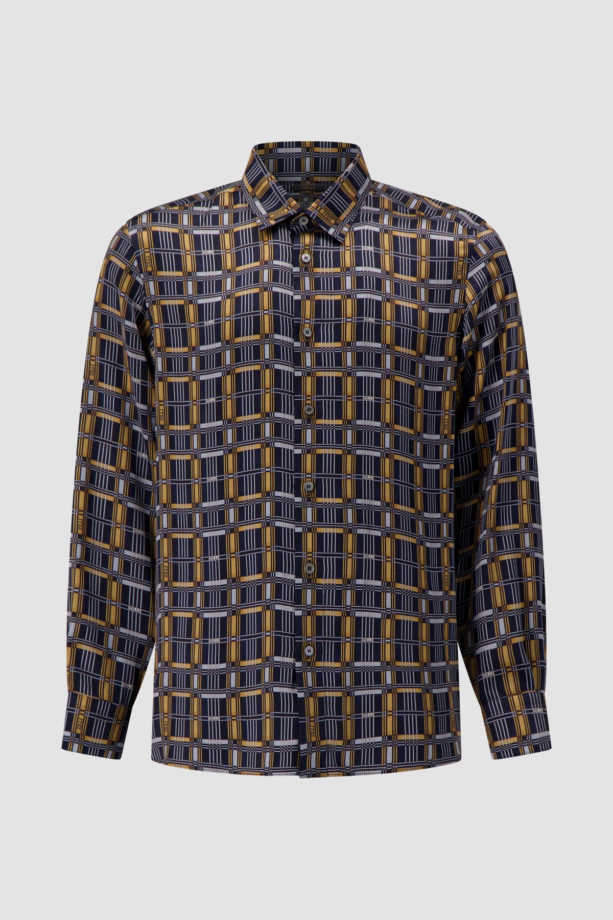 Zilli Navy Print Silk Dress Shirt