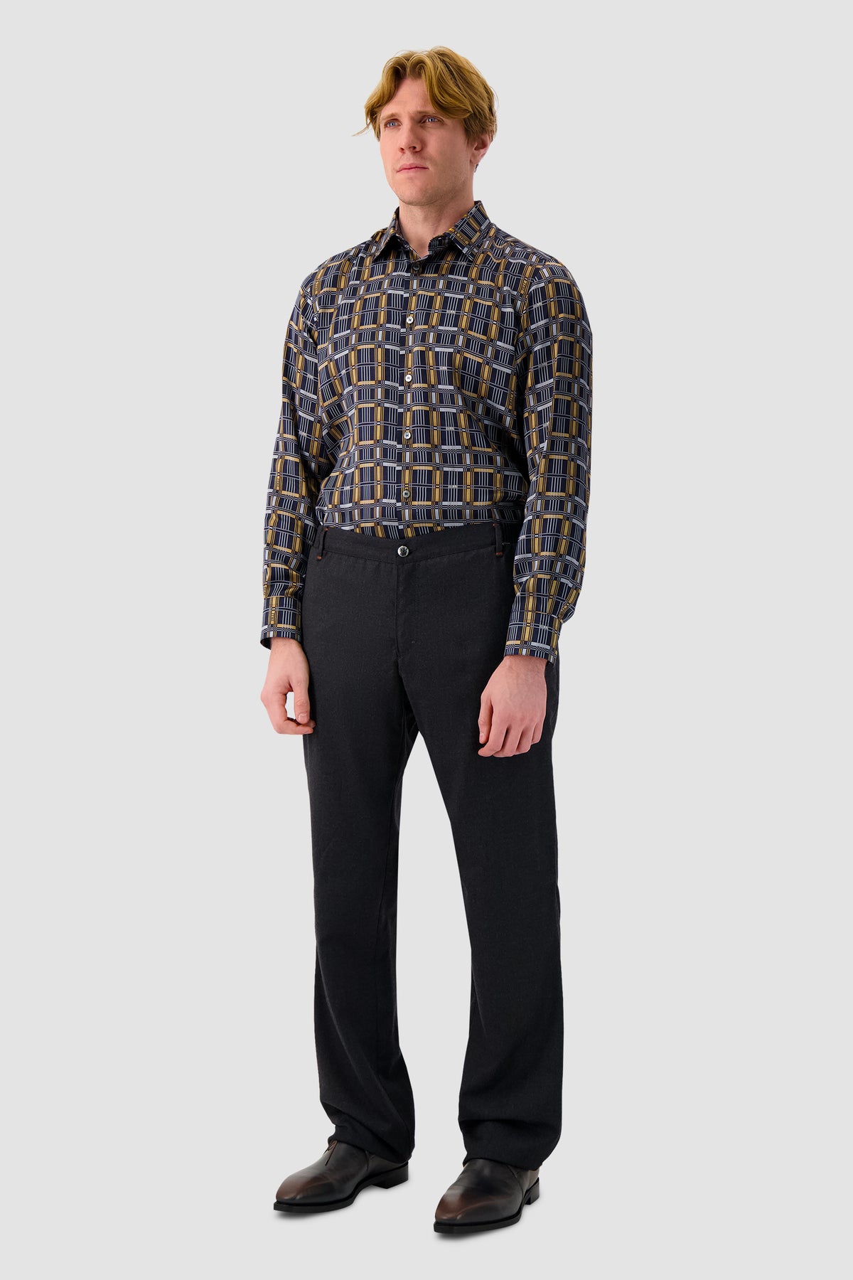 Zilli Navy Print Silk Dress Shirt