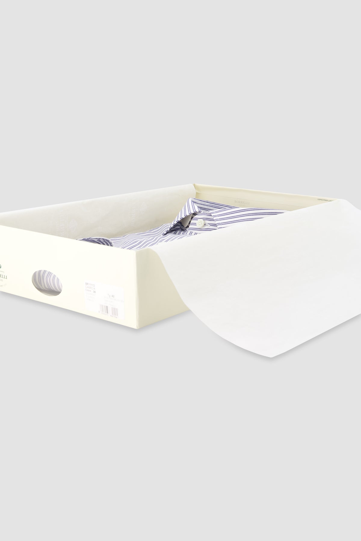 Luigi Borrelli Blue Cotton Stripe Dress Shirt