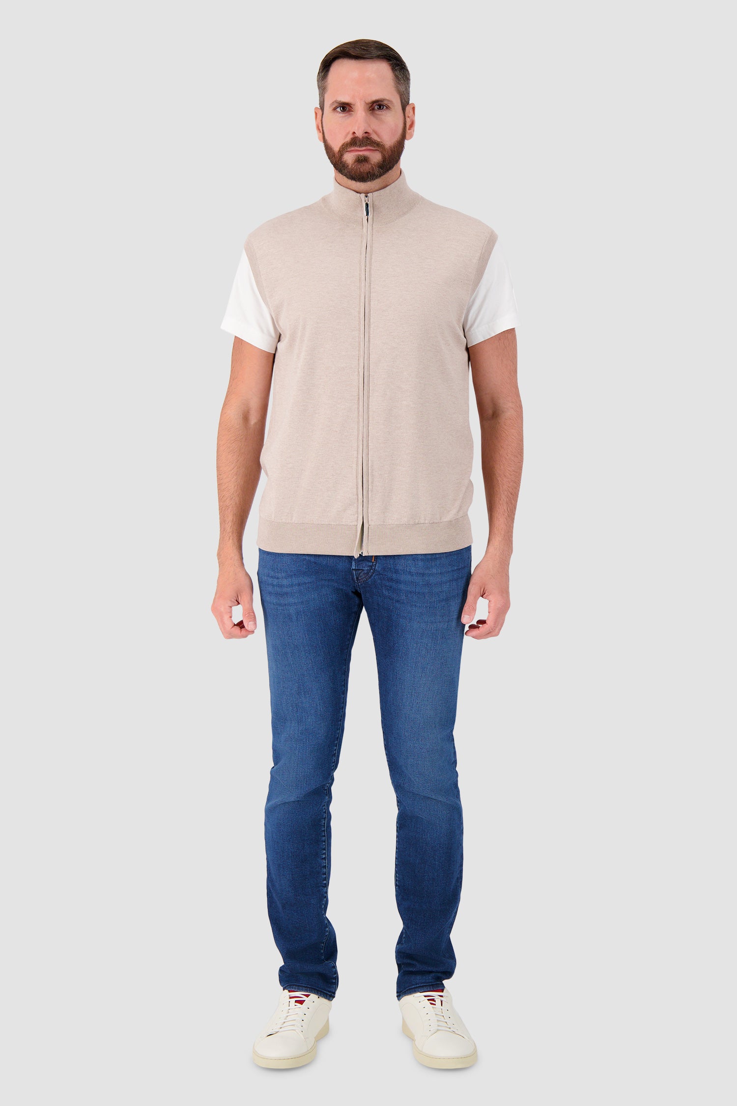 Pashmere Sleeveless Zip Sweater
