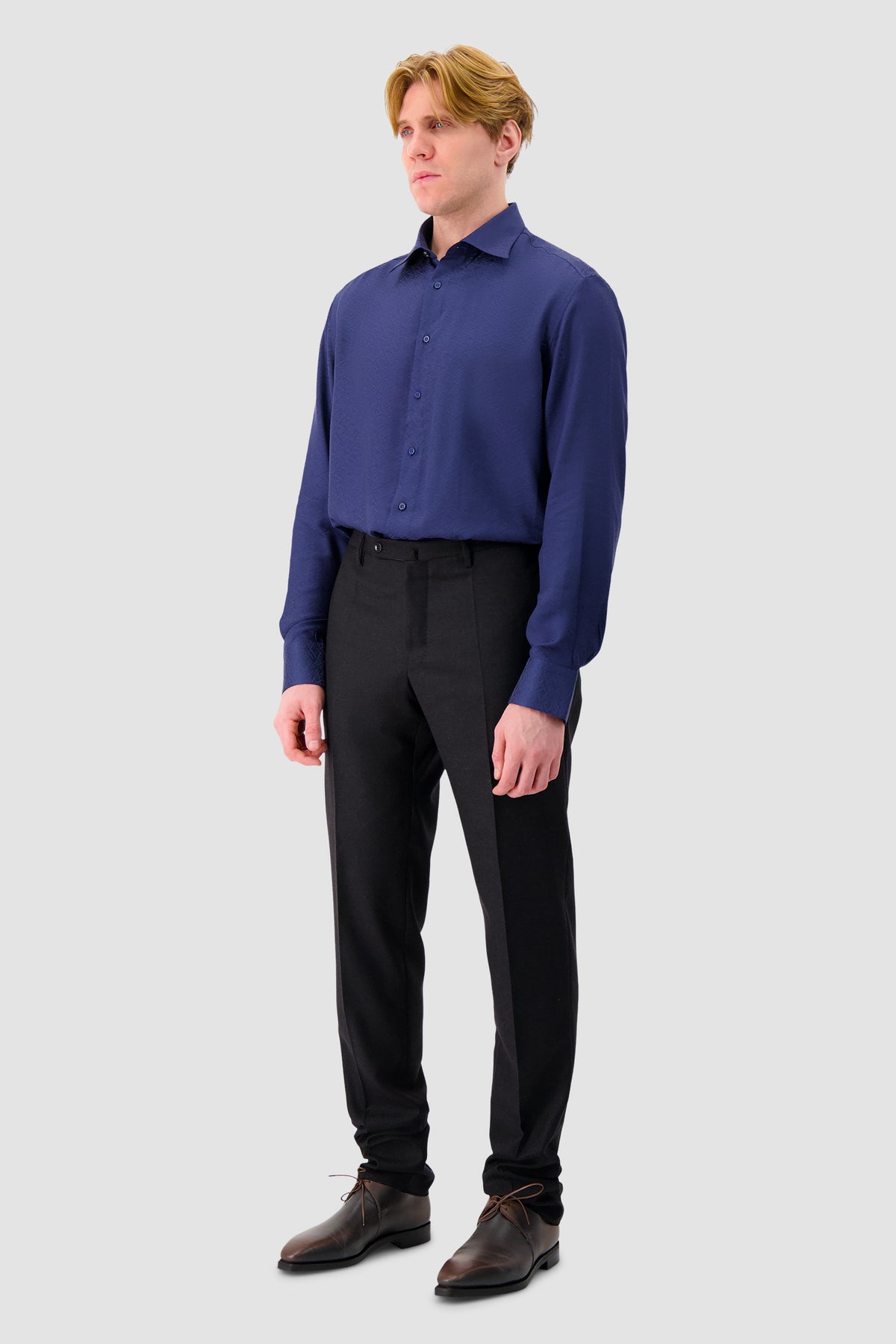 Stefano Ricci Navy Silk Dress Shirt