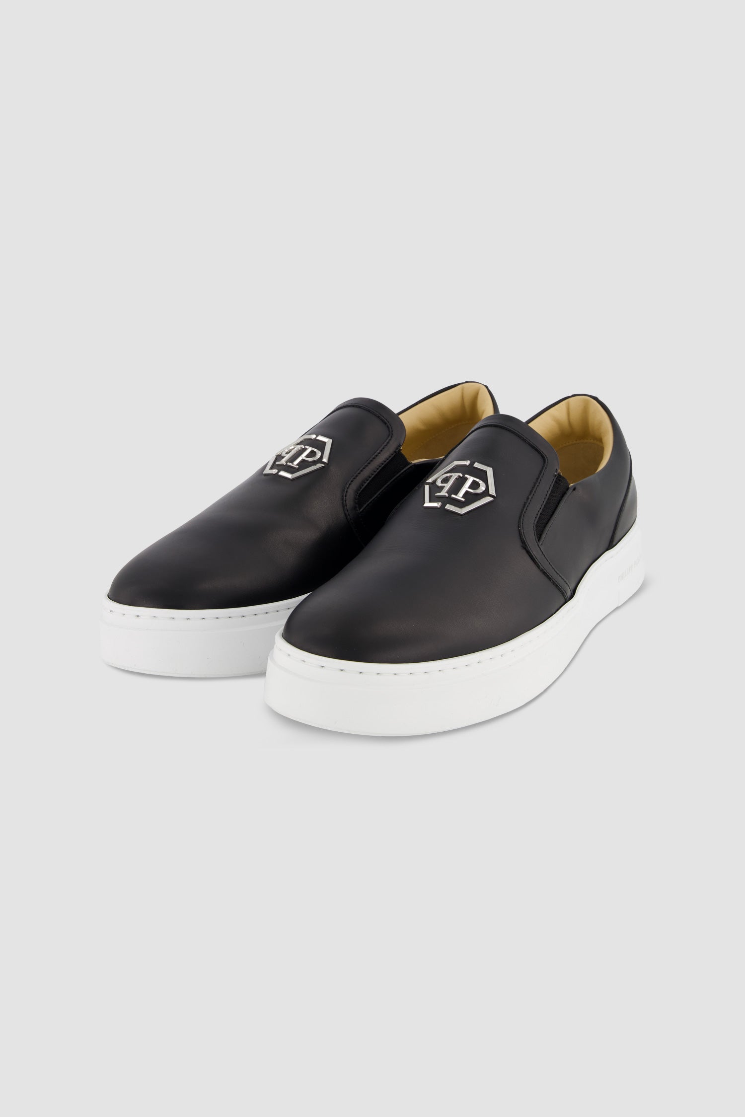 Philipp Plein Black Hexagon Slip-Ons