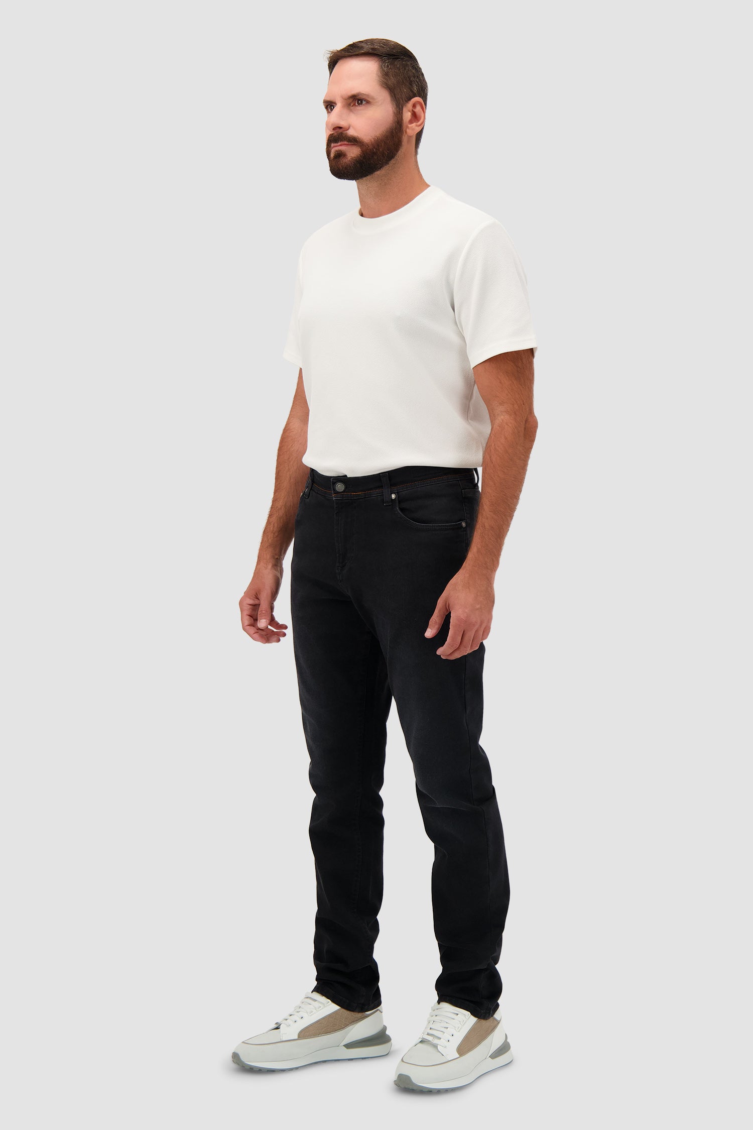 Richard J. Brown Black Denim Contrast Stitching Jeans